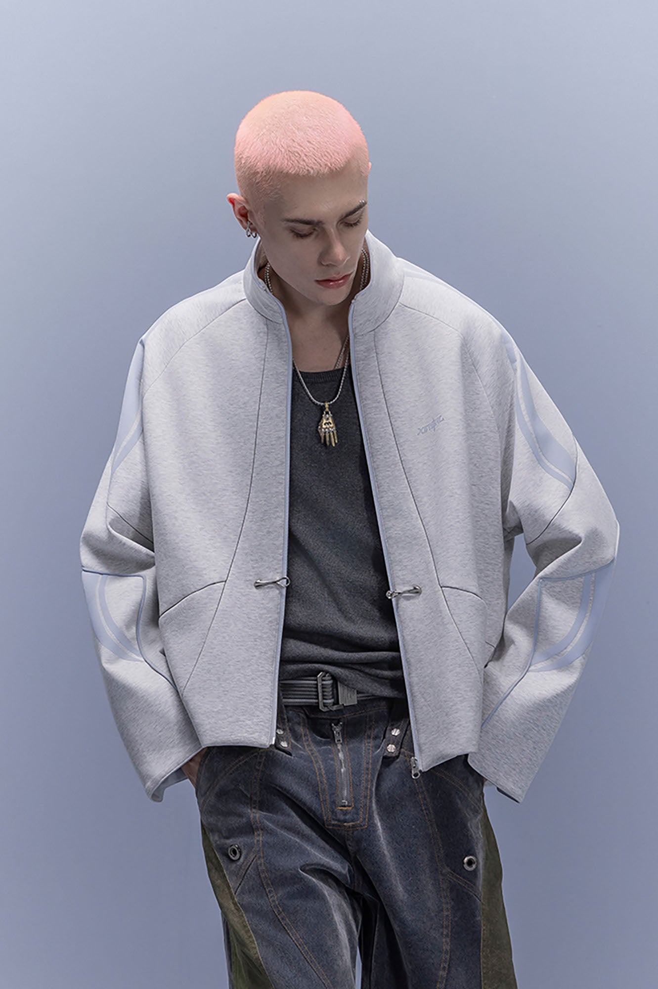 XIPHEVIL Contrast-Paneled Raglan Track Jacket White