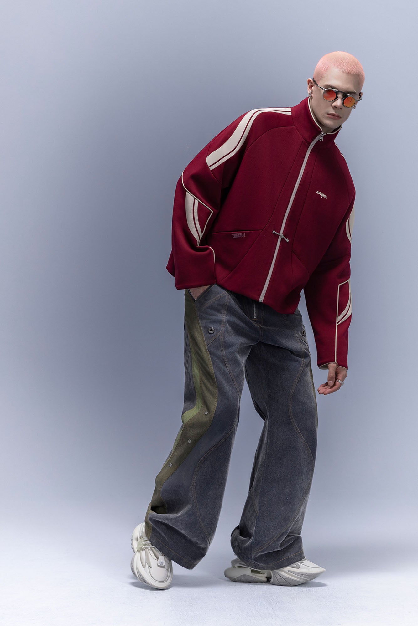 XIPHEVIL Contrast-Paneled Raglan Track Jacket Red