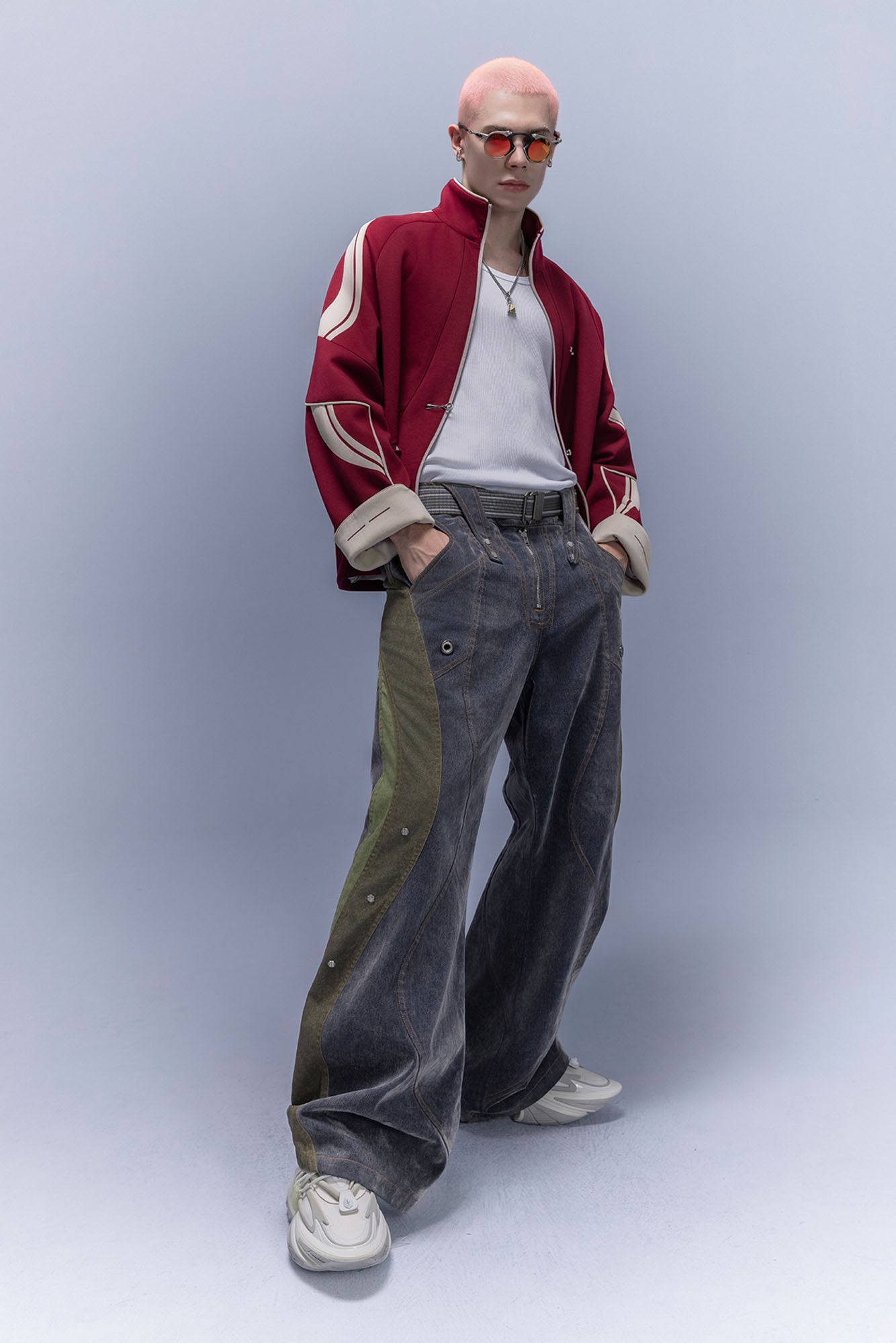 XIPHEVIL Contrast-Paneled Raglan Track Jacket Red