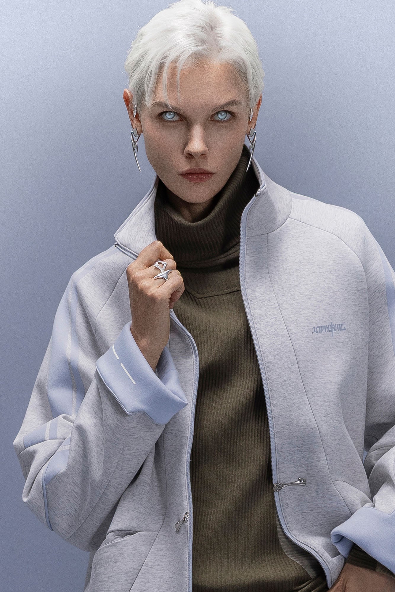 XIPHEVIL Contrast-Paneled Raglan Track Jacket White