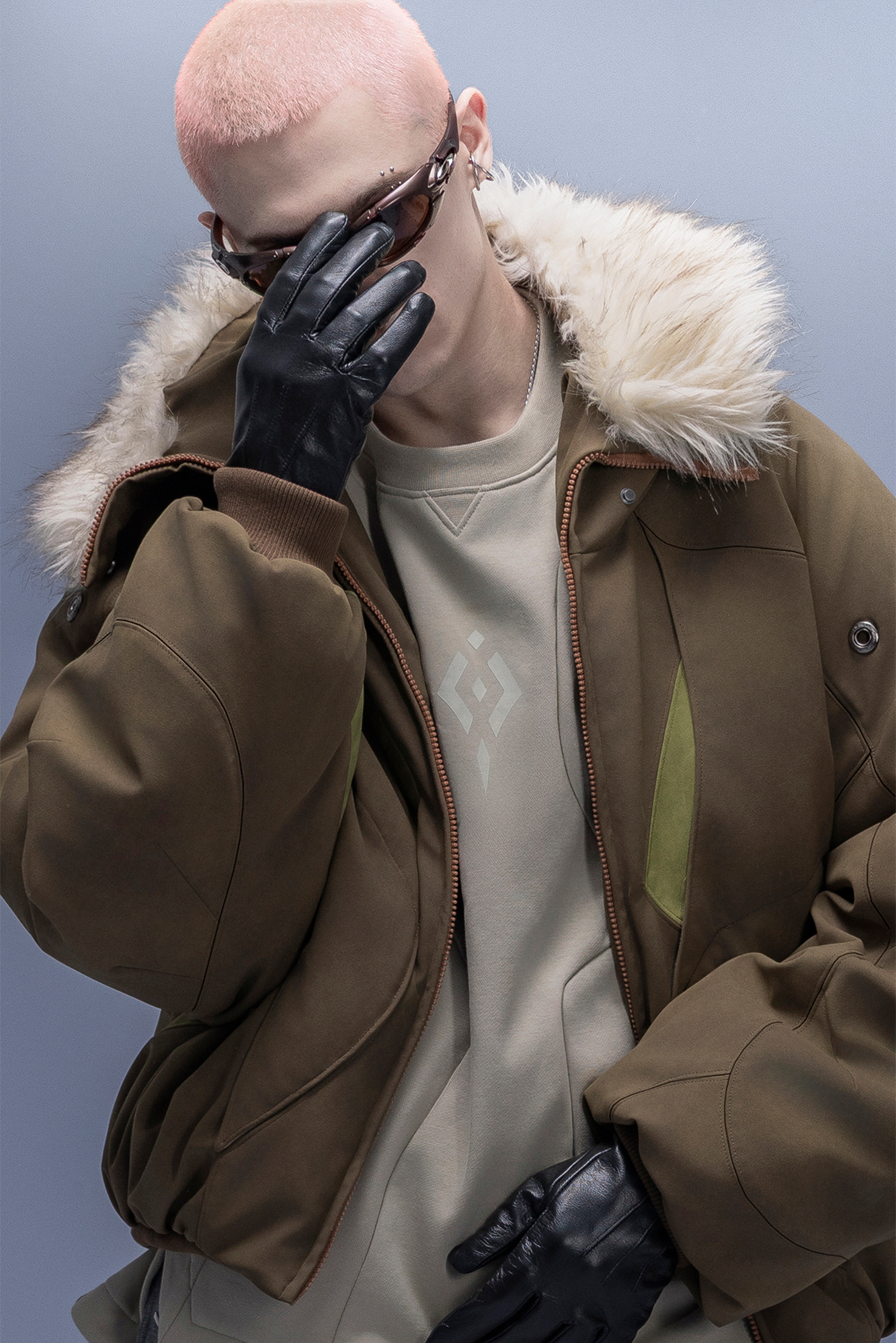 XIPHEVIL Faux Fur Trim Panel Puffer Jacket