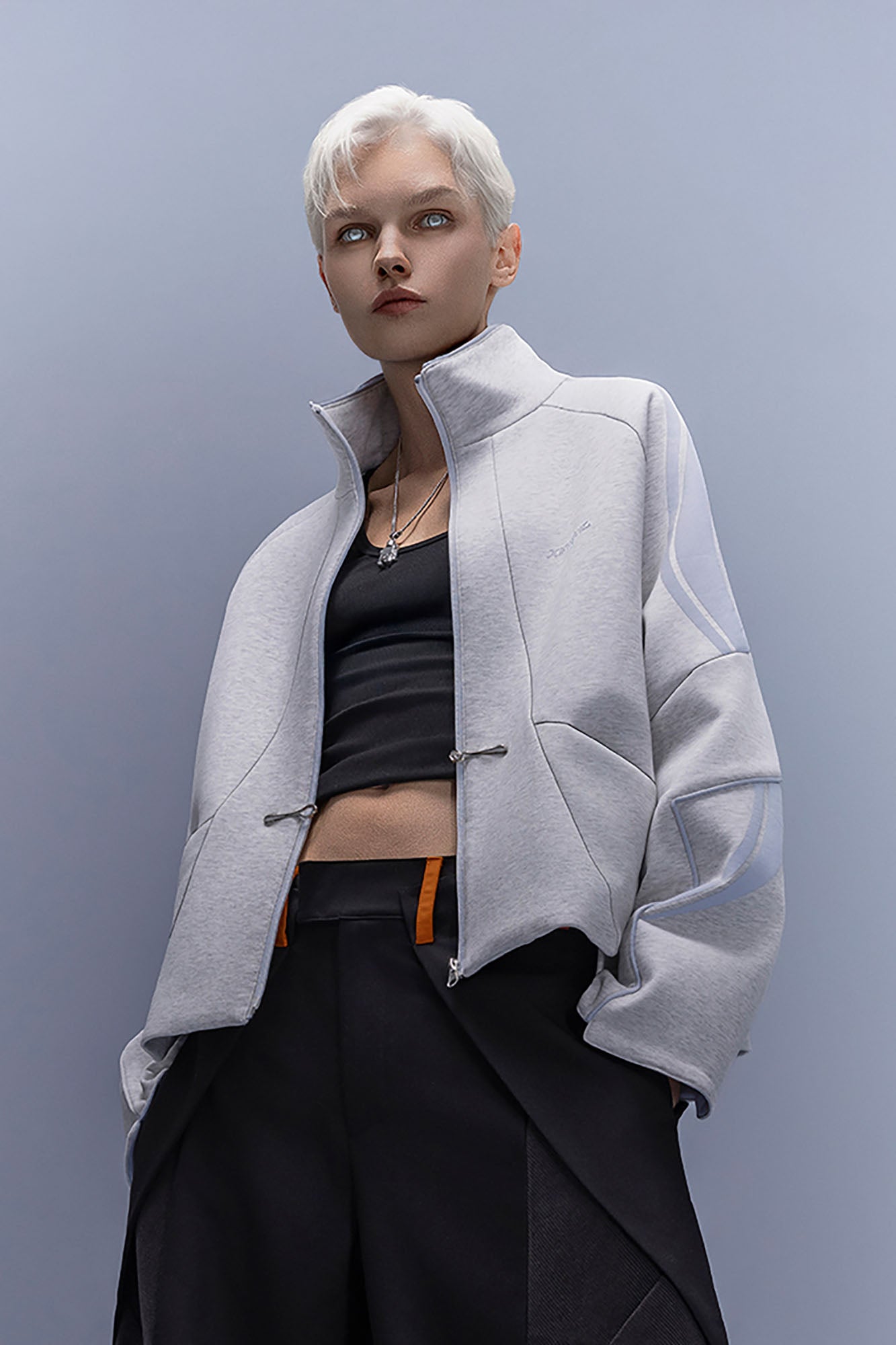 XIPHEVIL Contrast-Paneled Raglan Track Jacket White