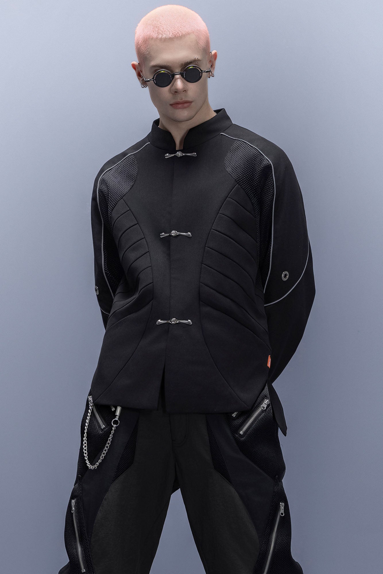 XIPHEVIL Tech Wool-Blend Mandarin Button-Up Jacket