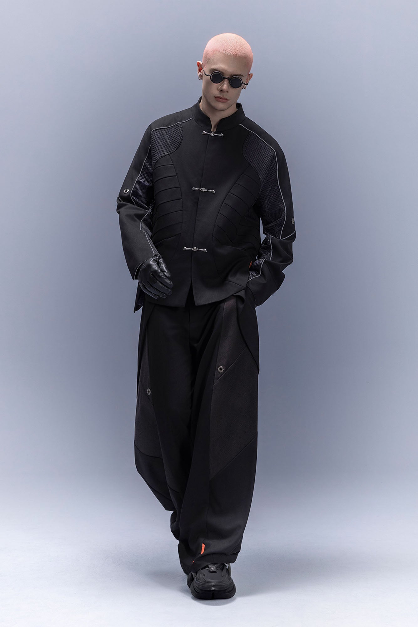 XIPHEVIL Tech Wool-Blend Mandarin Button-Up Jacket