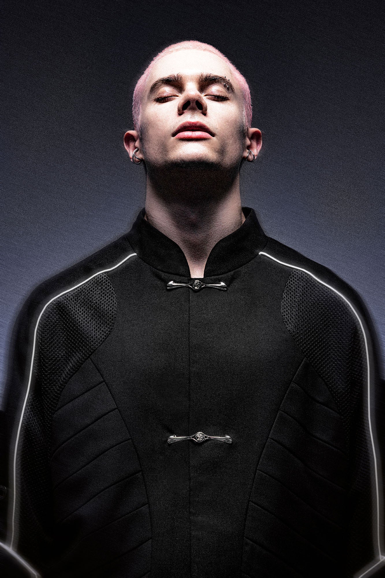 XIPHEVIL Tech Wool-Blend Mandarin Button-Up Jacket