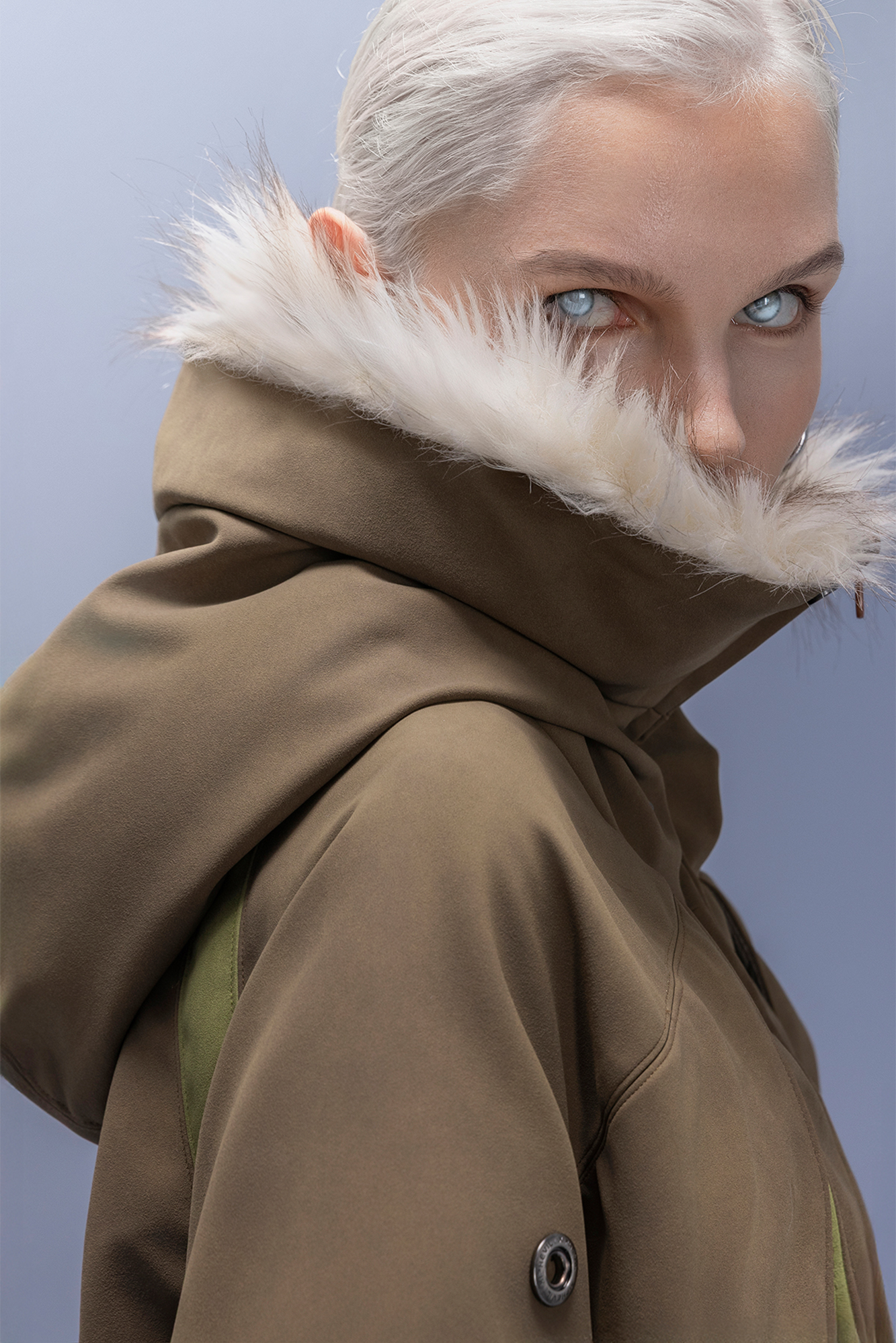 XIPHEVIL Faux Fur Trim Panel Puffer Jacket