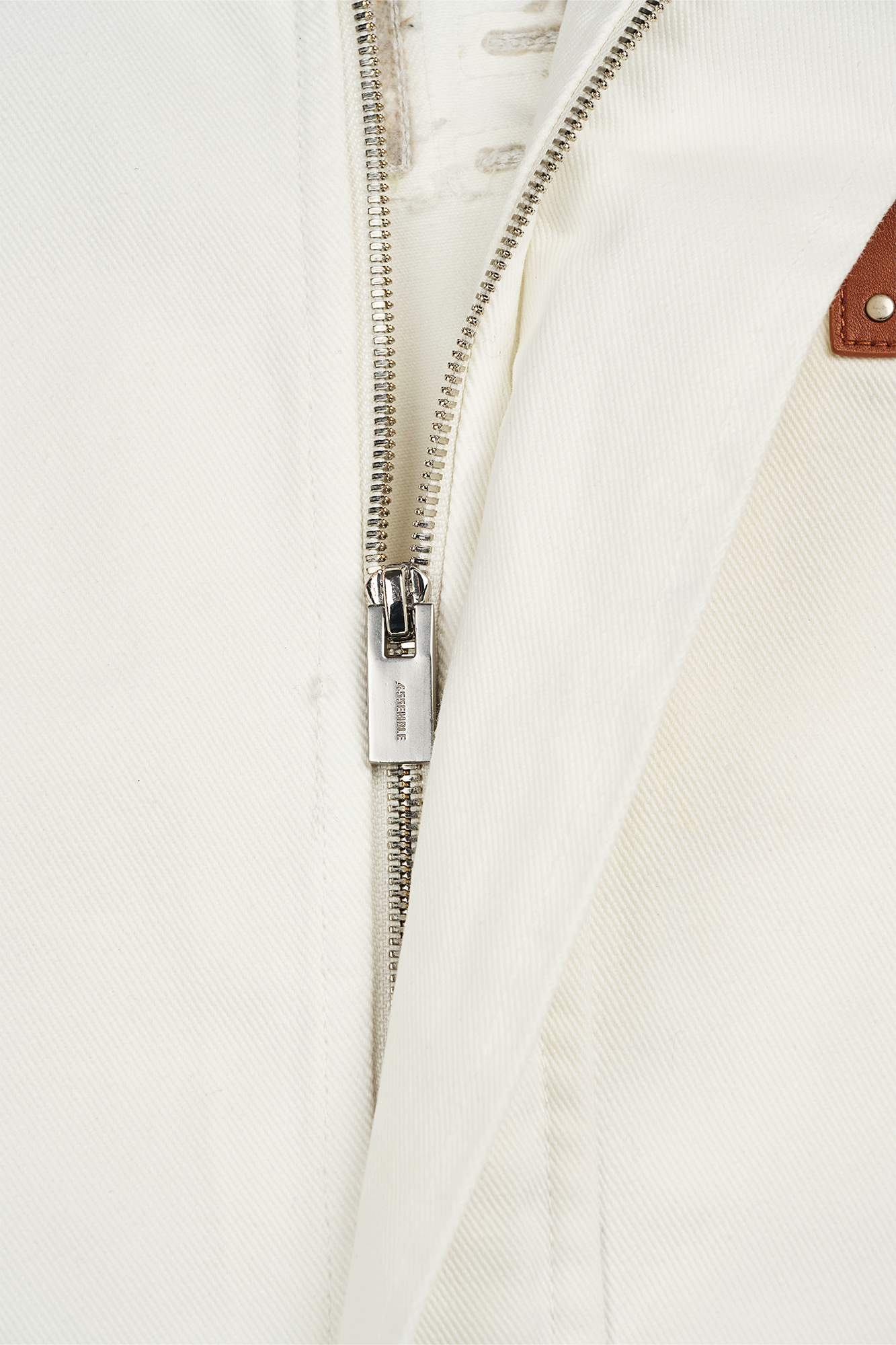 455EMBLE Faux leather Patch LOGO Denim Jacket