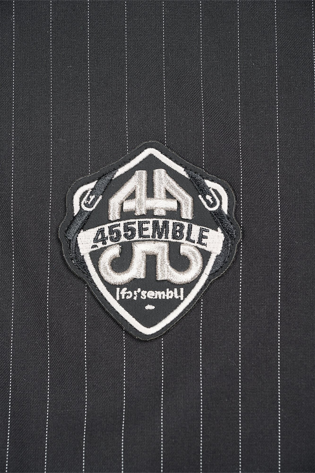 455EMBLE Pinstripe Badge Wool-Blend Blouson Jacket