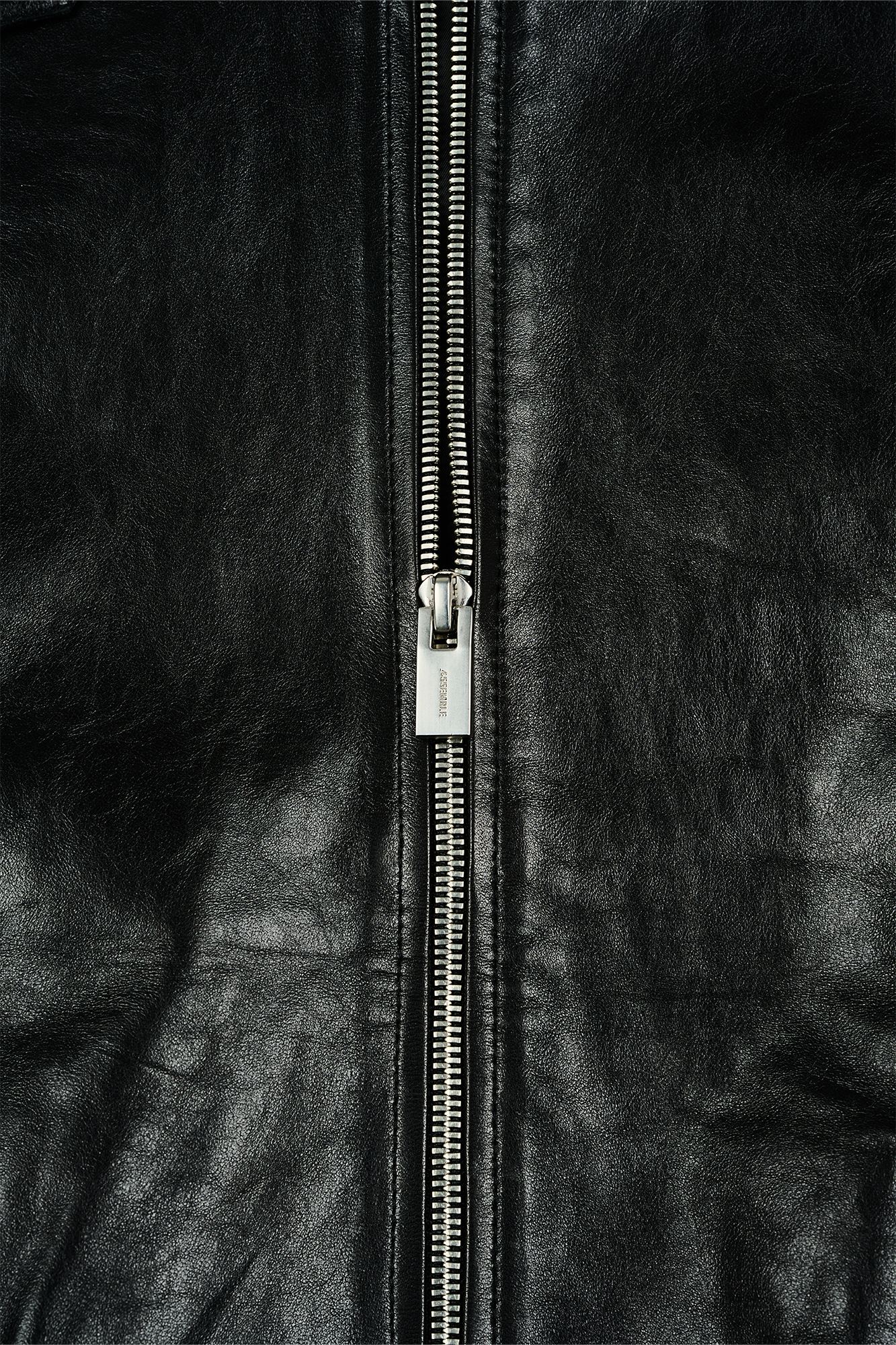 455EMBLE Glossy Leather Paneled Bomber Jacket