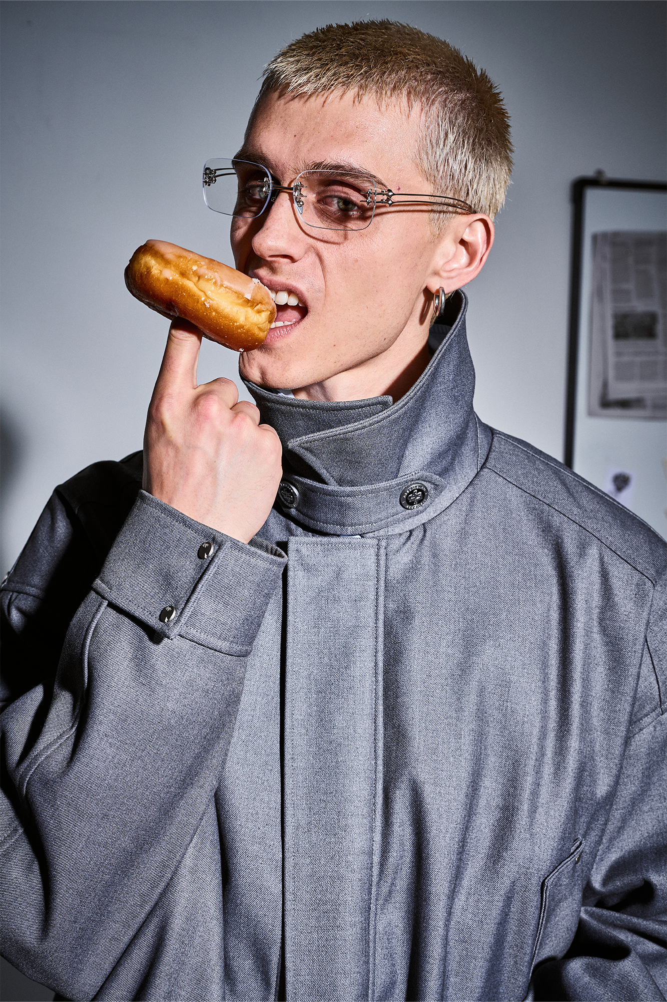 455EMBLE Double-Layered Stand-Collar Jacket