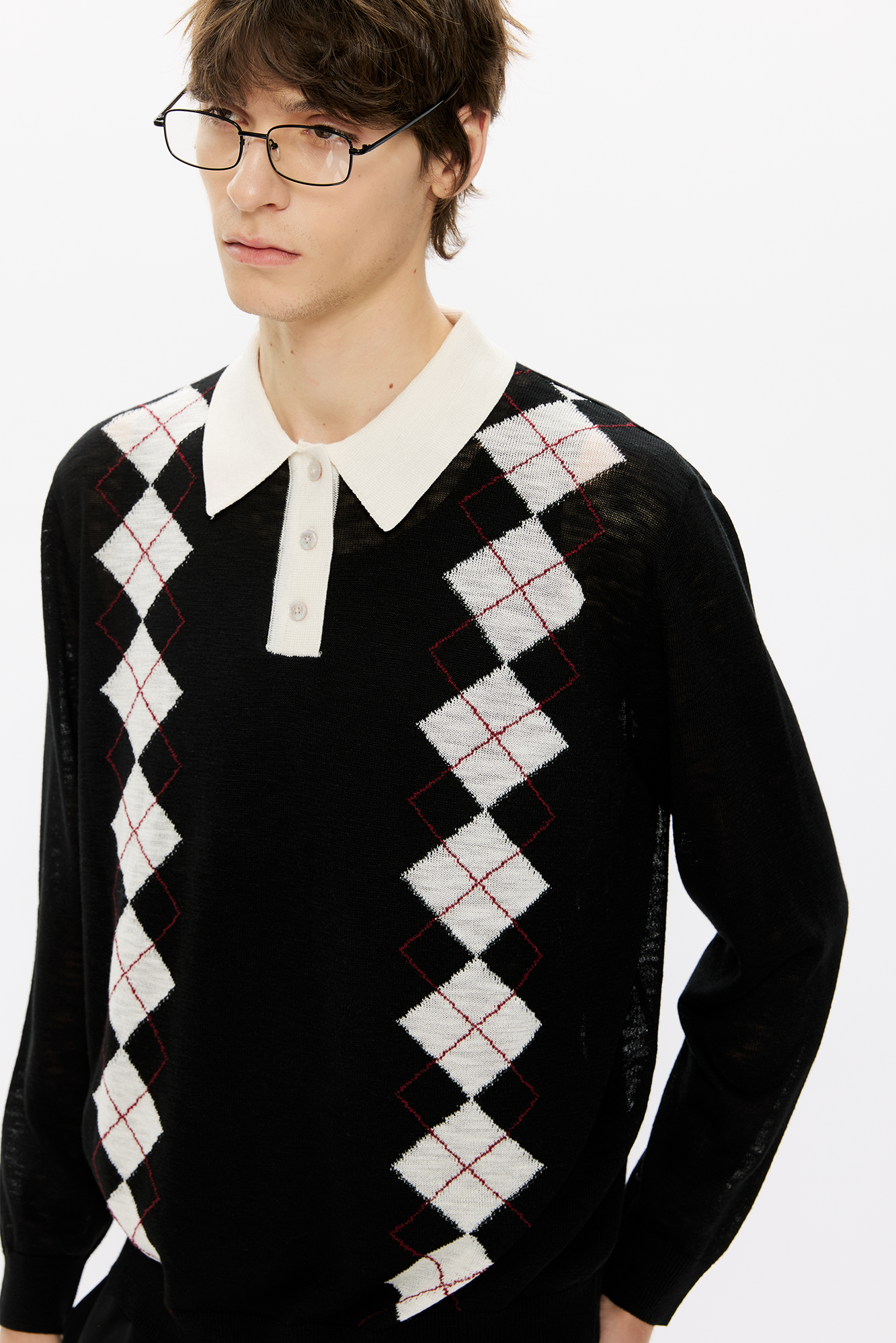 KREATE Retro Argyle Polo Sweater, premium urban and streetwear designers apparel on PROJECTISR.com, KREATE