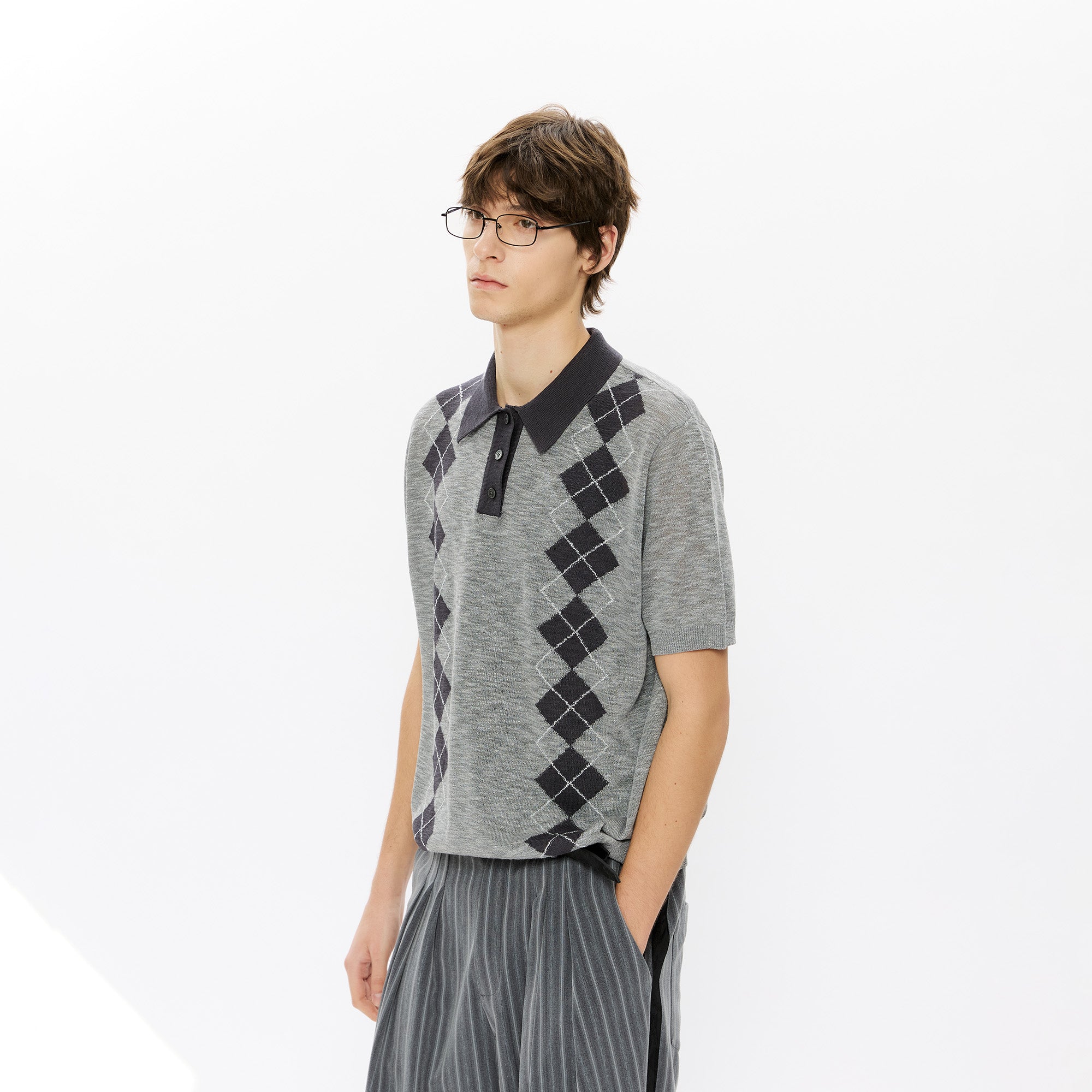 KREATE Retro Diamond-Knit Short Sleeve Polo, premium urban and streetwear designers apparel on PROJECTISR.com, KREATE