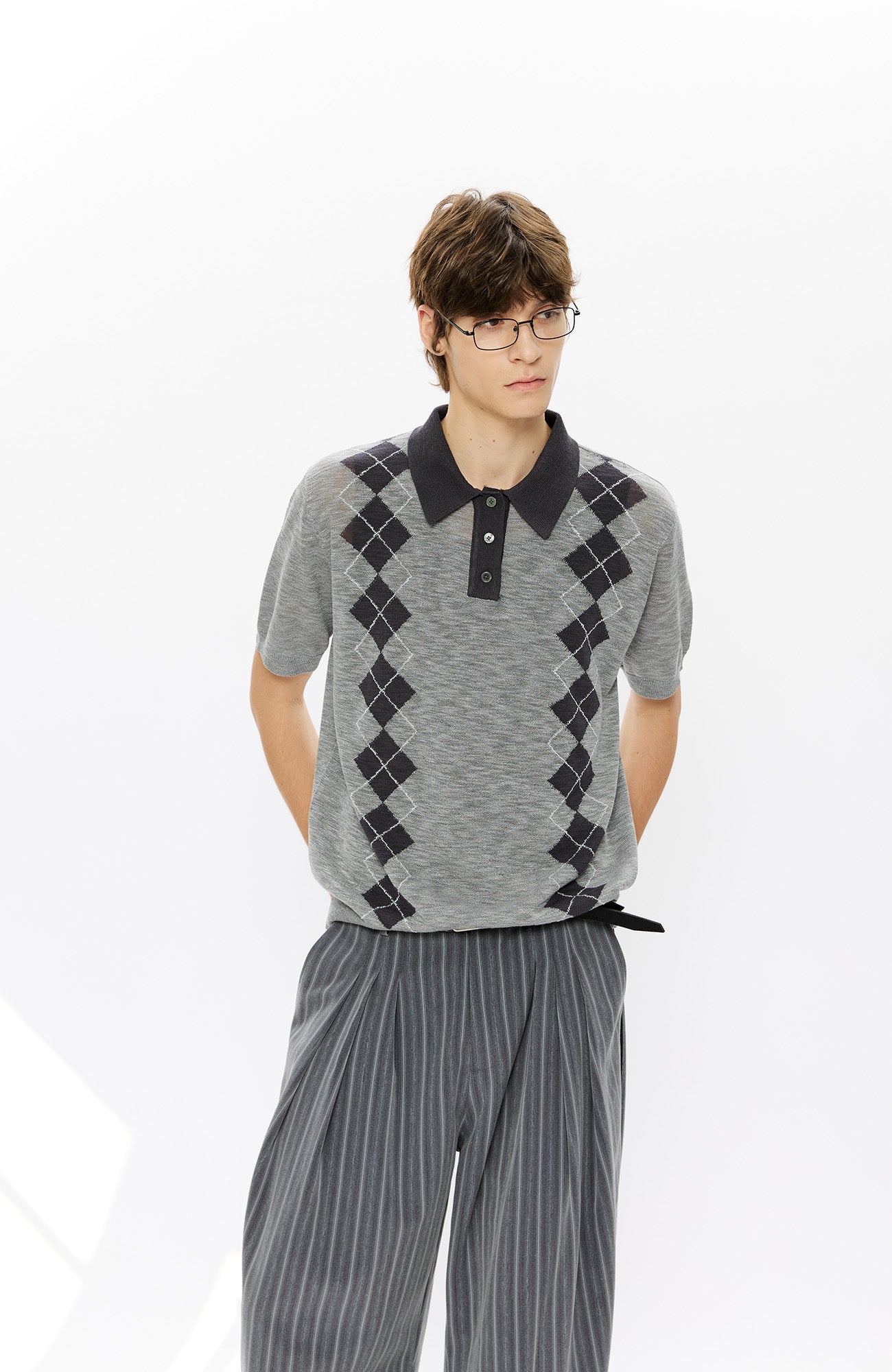 KREATE Retro Diamond-Knit Short Sleeve Polo, premium urban and streetwear designers apparel on PROJECTISR.com, KREATE