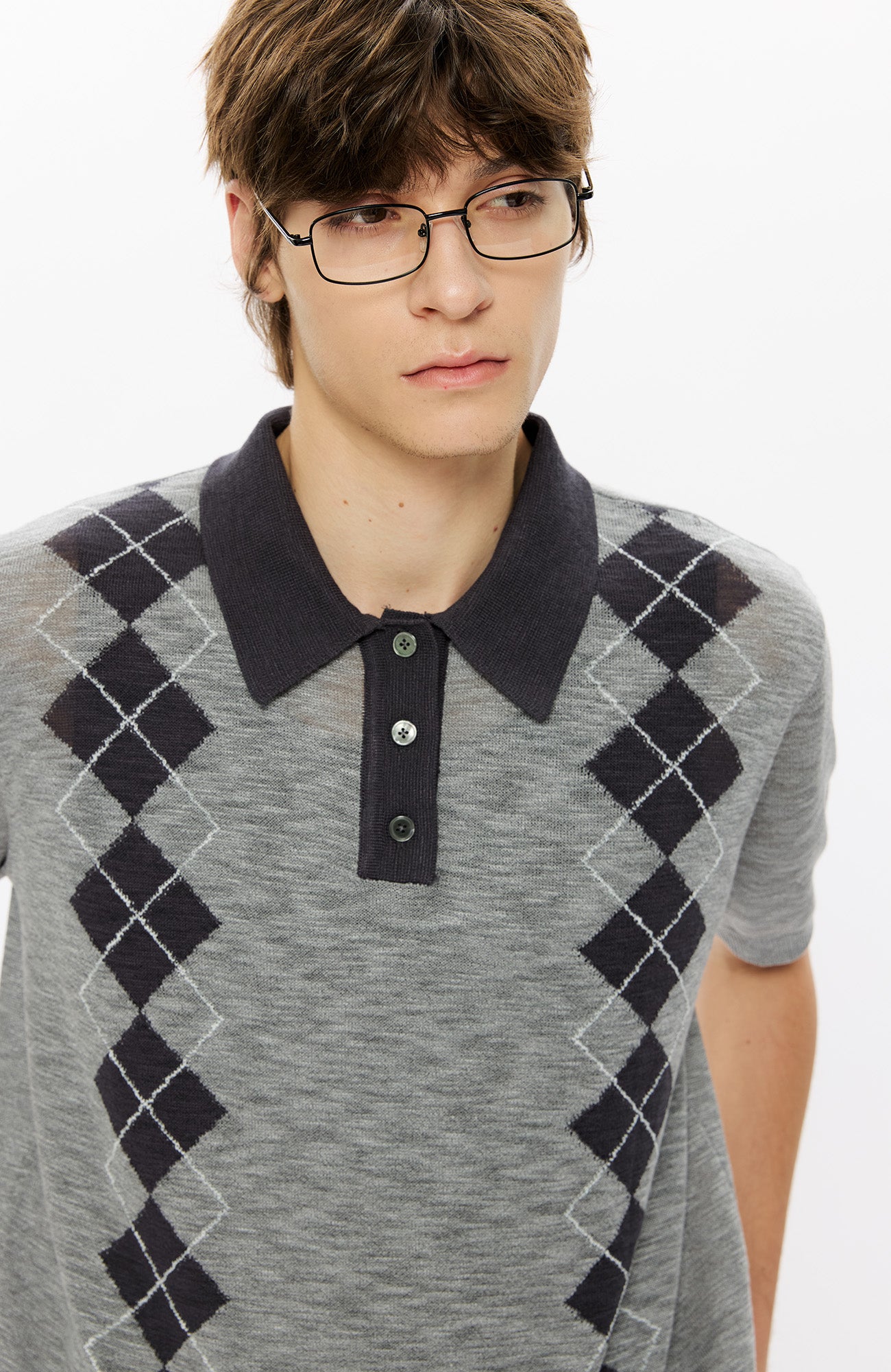 KREATE Retro Diamond-Knit Short Sleeve Polo, premium urban and streetwear designers apparel on PROJECTISR.com, KREATE