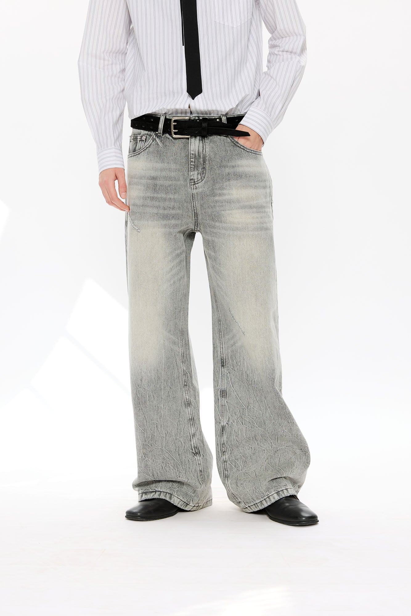 KREATE Whisker Washed Straight-Leg Jeans, premium urban and streetwear designers apparel on PROJECTISR.com, KREATE
