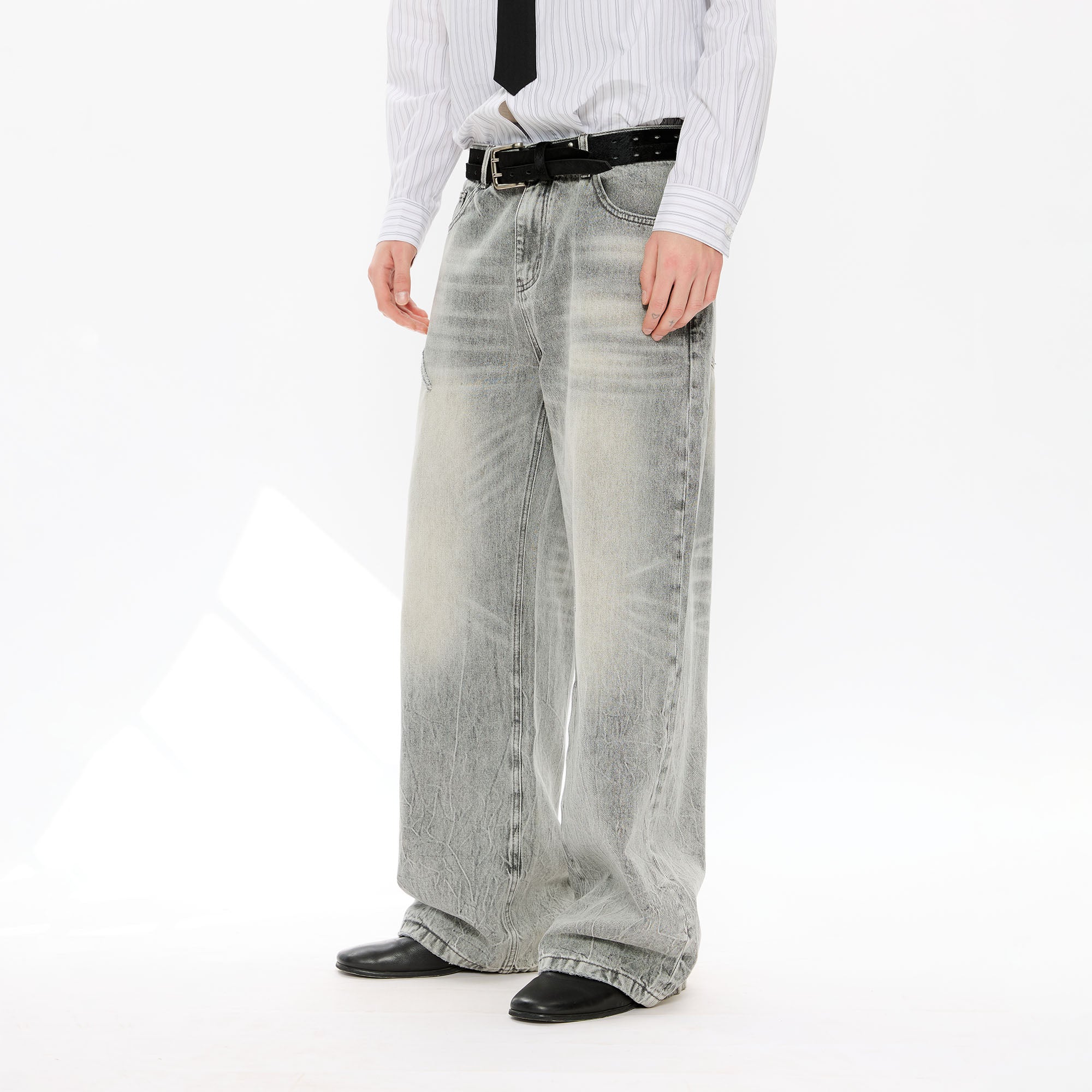 KREATE Whisker Washed Straight-Leg Jeans, premium urban and streetwear designers apparel on PROJECTISR.com, KREATE