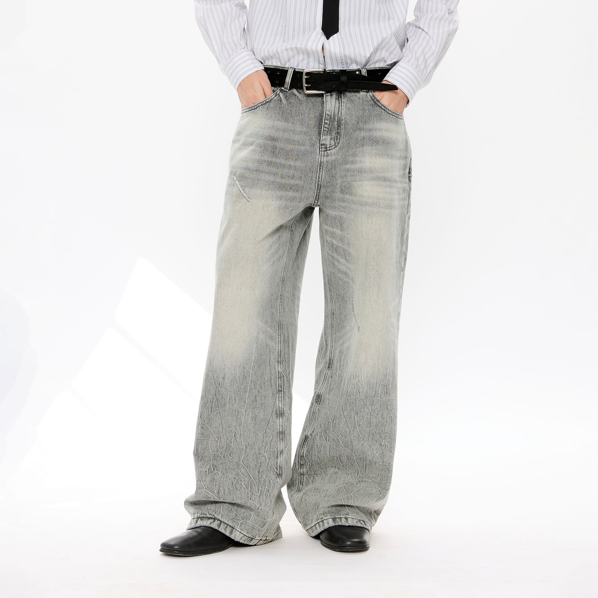 KREATE Whisker Washed Straight-Leg Jeans, premium urban and streetwear designers apparel on PROJECTISR.com, KREATE