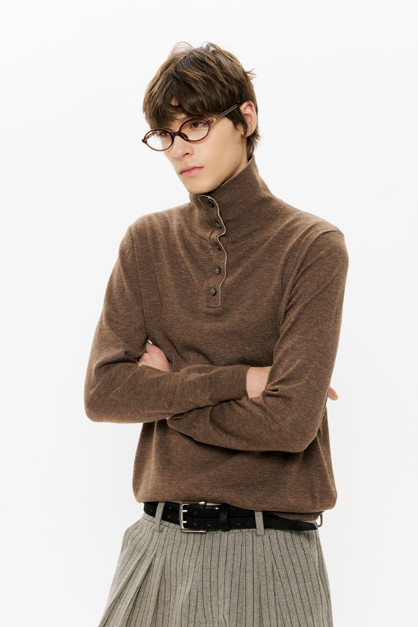 KREATE Double-Collar Wool-Blend Knit Polo, premium urban and streetwear designers apparel on PROJECTISR.com, KREATE