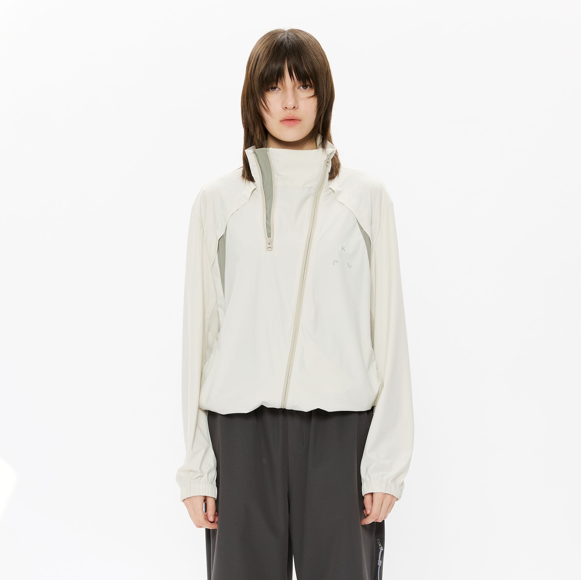 KREATE Asymmetrical Double-Zip High-Neck Hooded Jacket, premium urban and streetwear designers apparel on PROJECTISR.com, KREATE