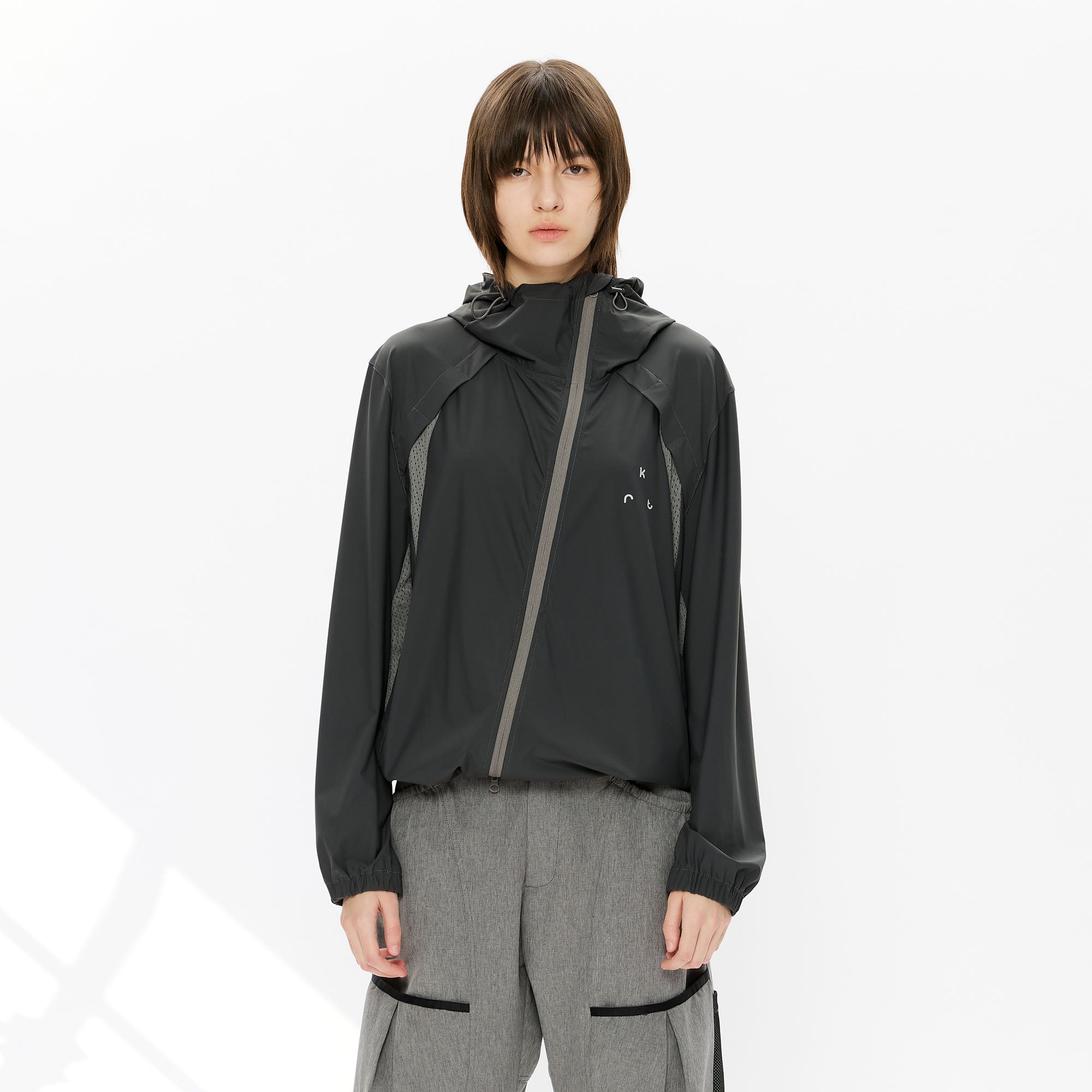 KREATE Asymmetrical-Zip Outdoor Hooded Jacket, premium urban and streetwear designers apparel on PROJECTISR.com, KREATE