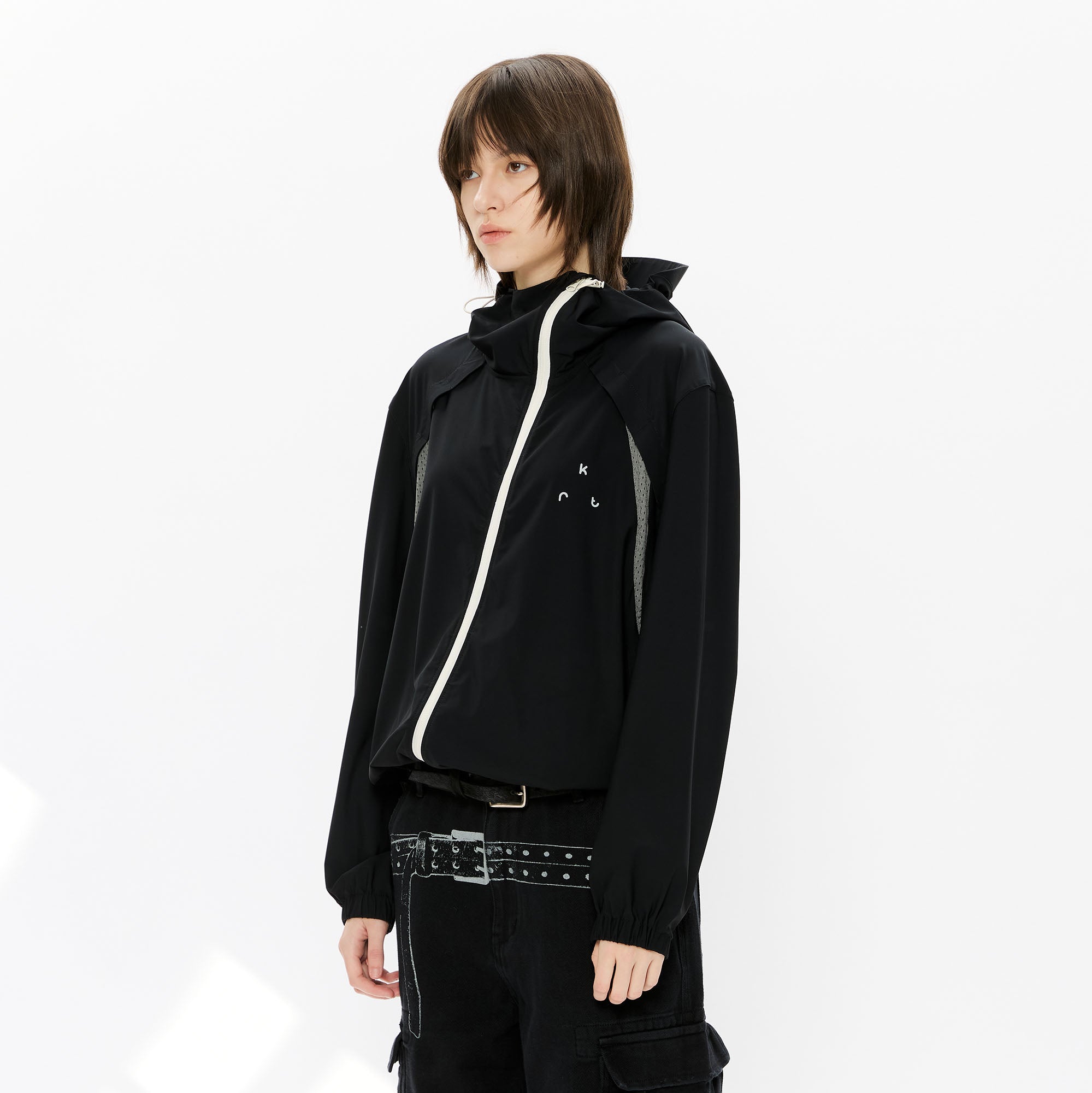 KREATE Asymmetrical-Zip Outdoor Hooded Jacket, premium urban and streetwear designers apparel on PROJECTISR.com, KREATE