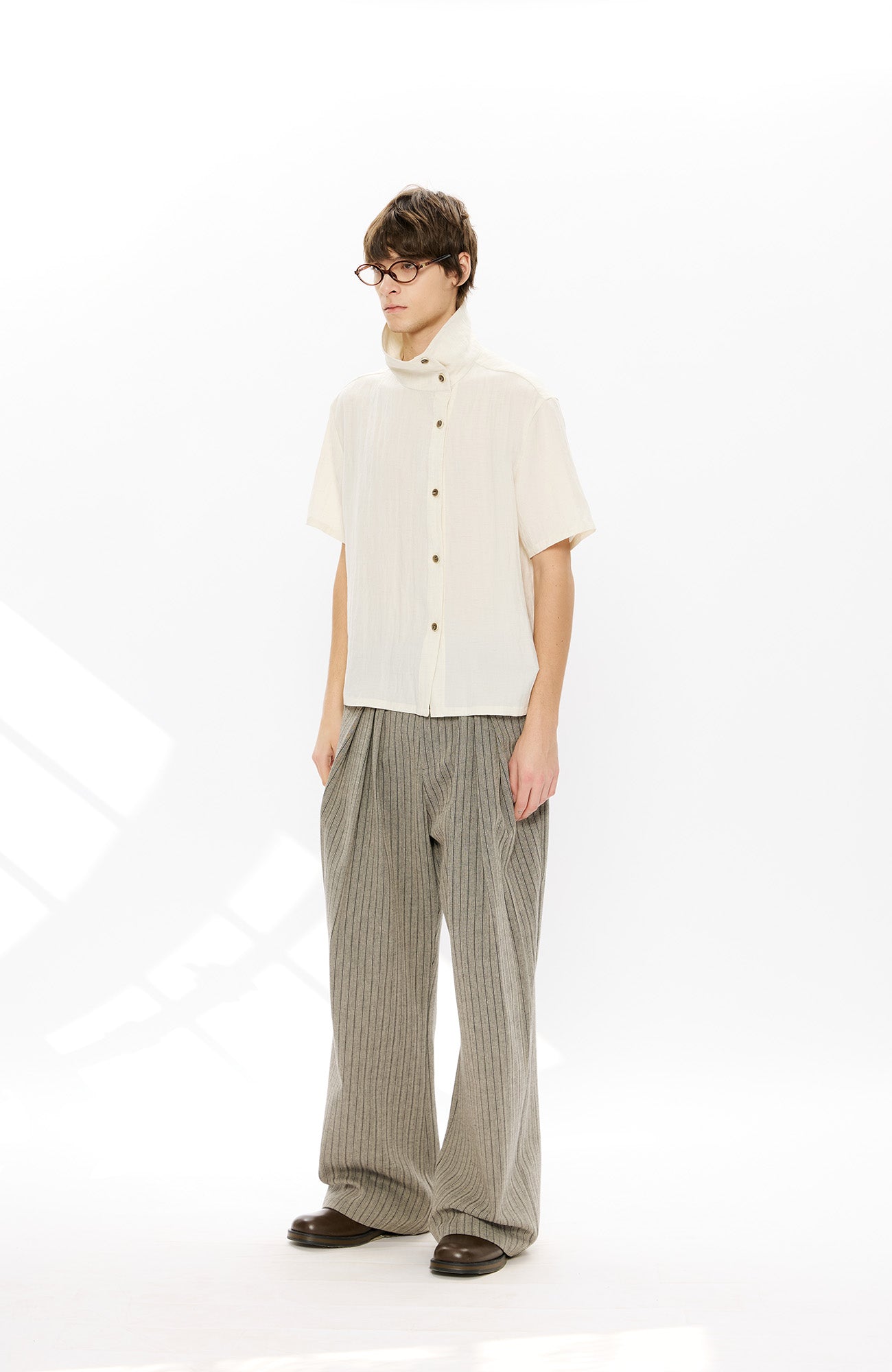 KREATE Asymmetrical Placket Short Sleeve Shirt, premium urban and streetwear designers apparel on PROJECTISR.com, KREATE