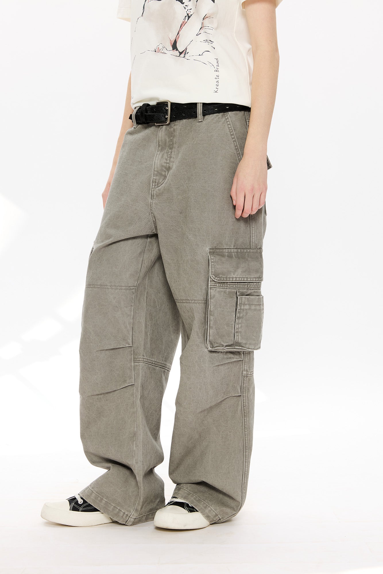 KREATE Washed Pleated Cargo Pants, premium urban and streetwear designers apparel on PROJECTISR.com, KREATE