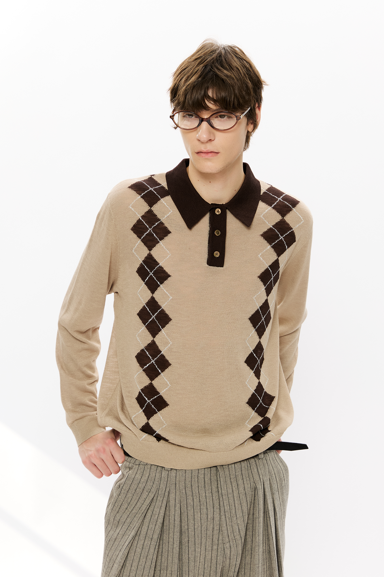 KREATE Retro Argyle Polo Sweater, premium urban and streetwear designers apparel on PROJECTISR.com, KREATE