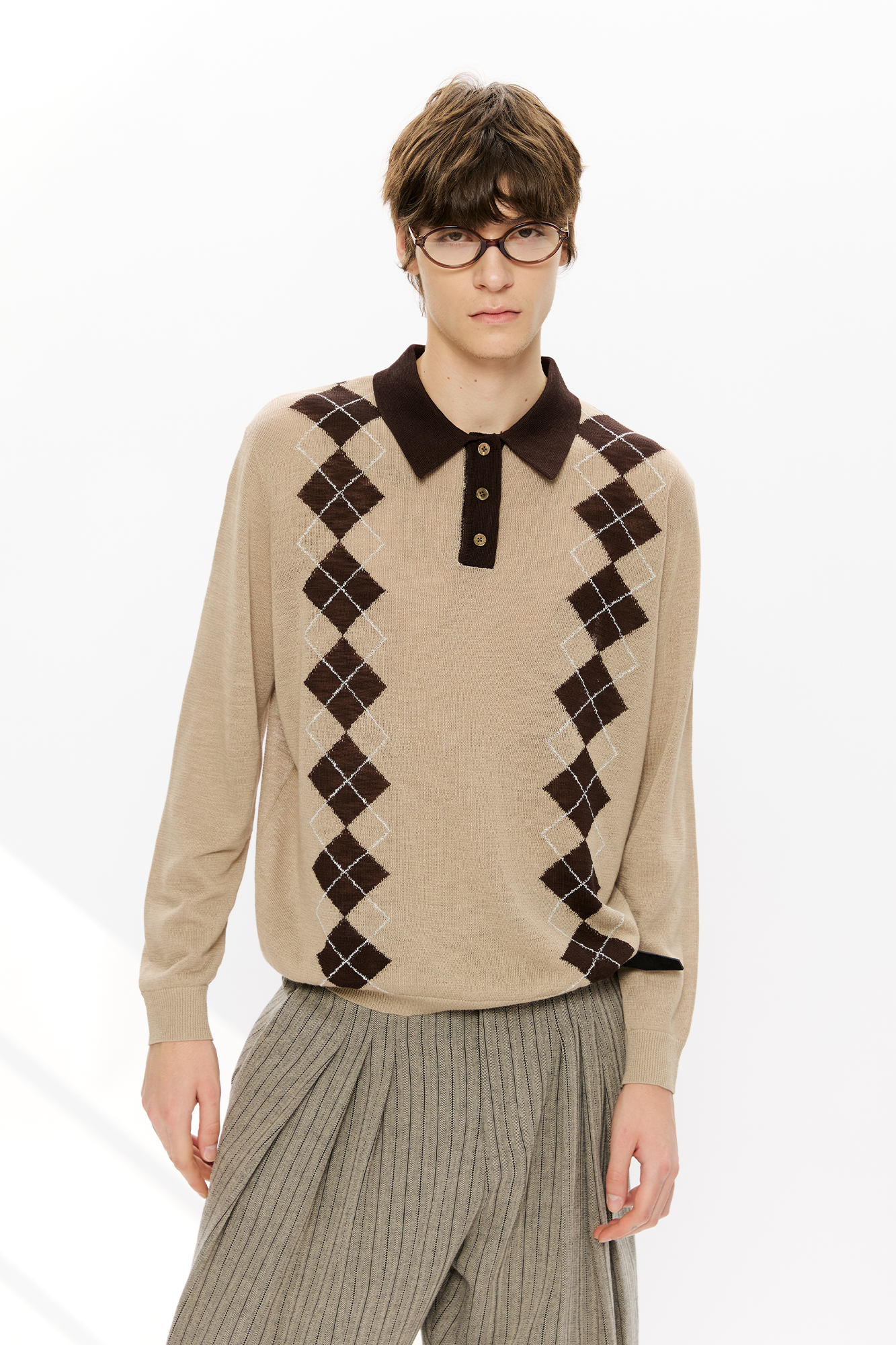 KREATE Retro Argyle Polo Sweater, premium urban and streetwear designers apparel on PROJECTISR.com, KREATE