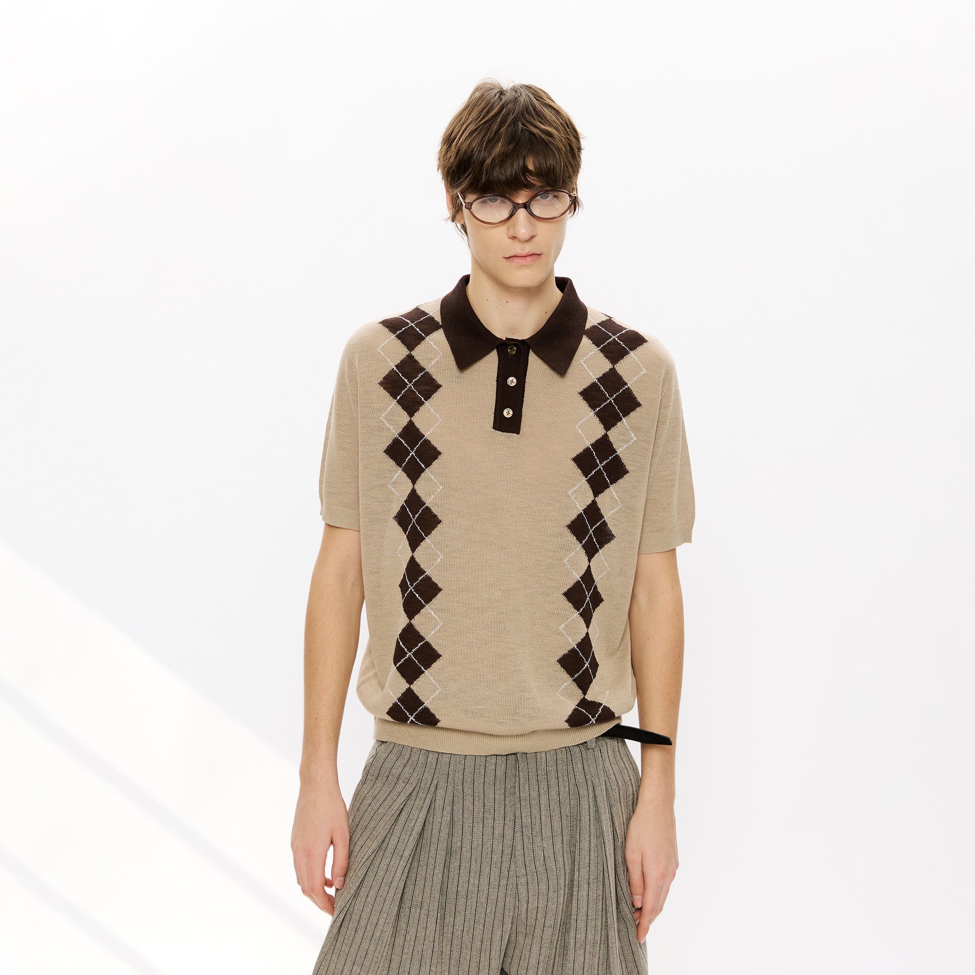 KREATE Retro Diamond-Knit Short Sleeve Polo, premium urban and streetwear designers apparel on PROJECTISR.com, KREATE