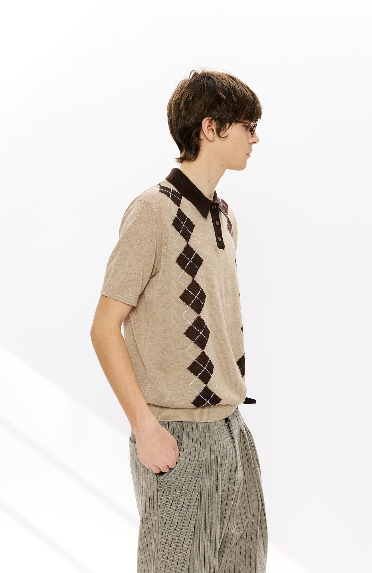 KREATE Retro Diamond-Knit Short Sleeve Polo, premium urban and streetwear designers apparel on PROJECTISR.com, KREATE