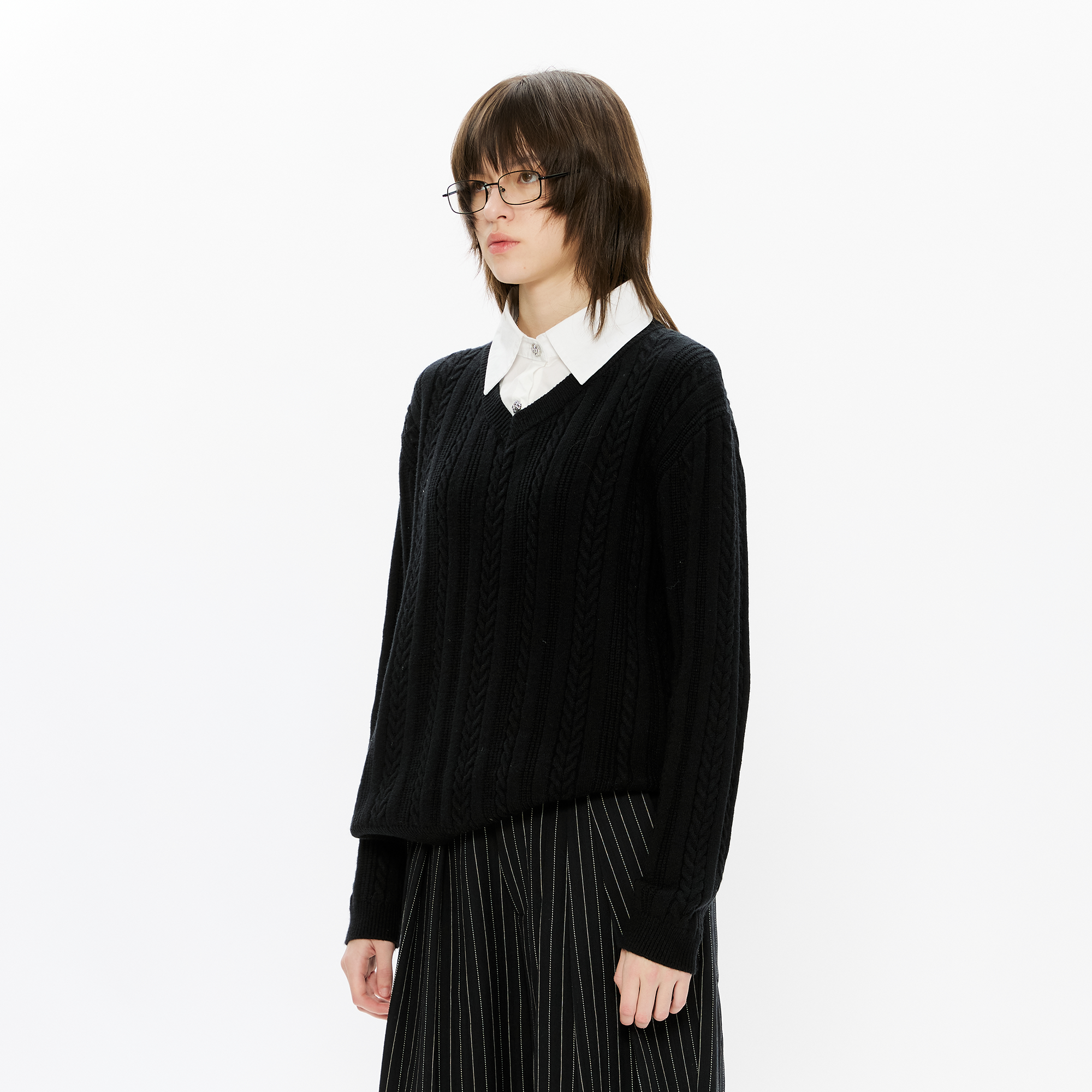 KREATE Cable-Knit Layered Shirt Sweater, premium urban and streetwear designers apparel on PROJECTISR.com, KREATE