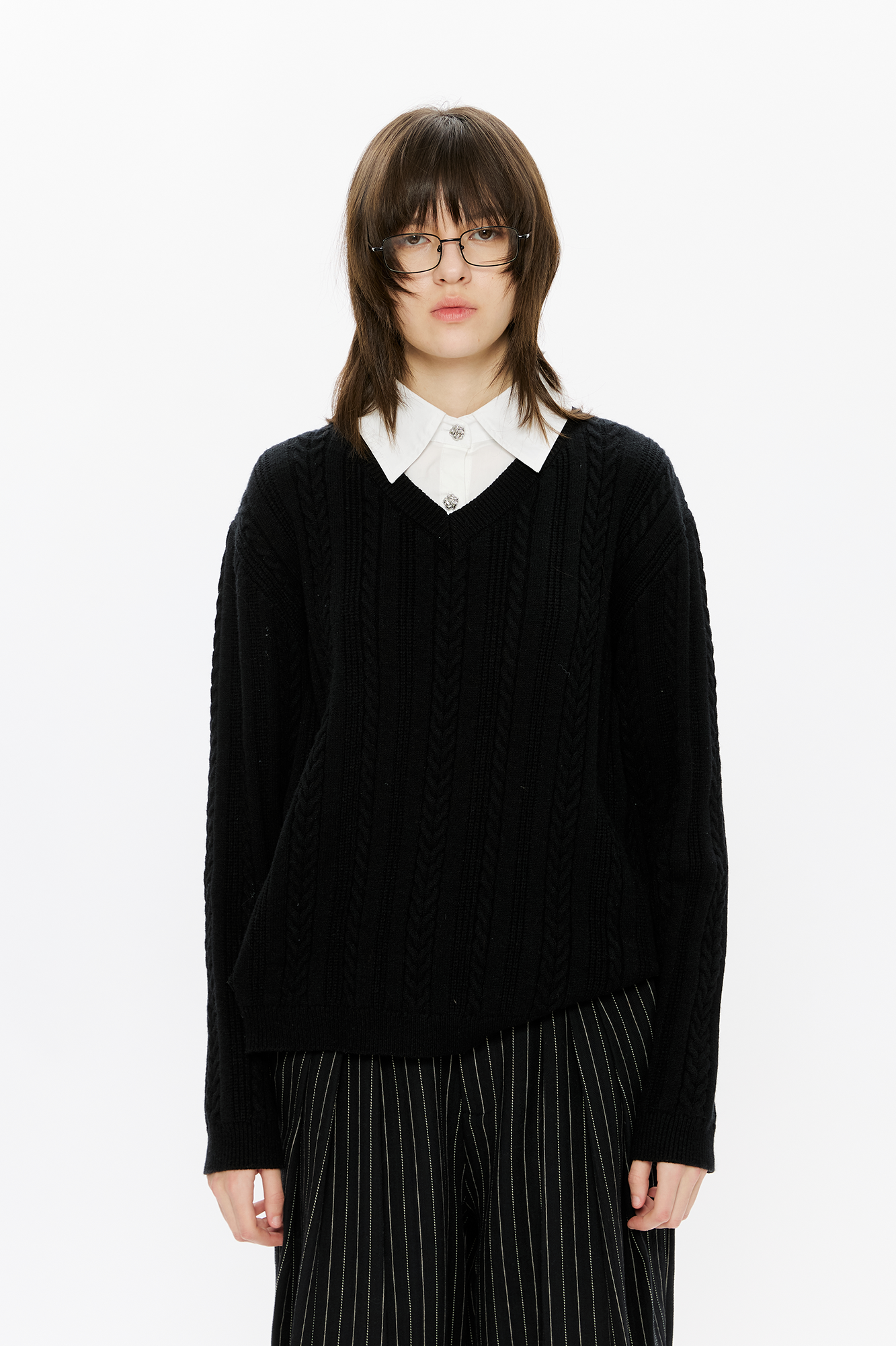 KREATE Cable-Knit Layered Shirt Sweater, premium urban and streetwear designers apparel on PROJECTISR.com, KREATE