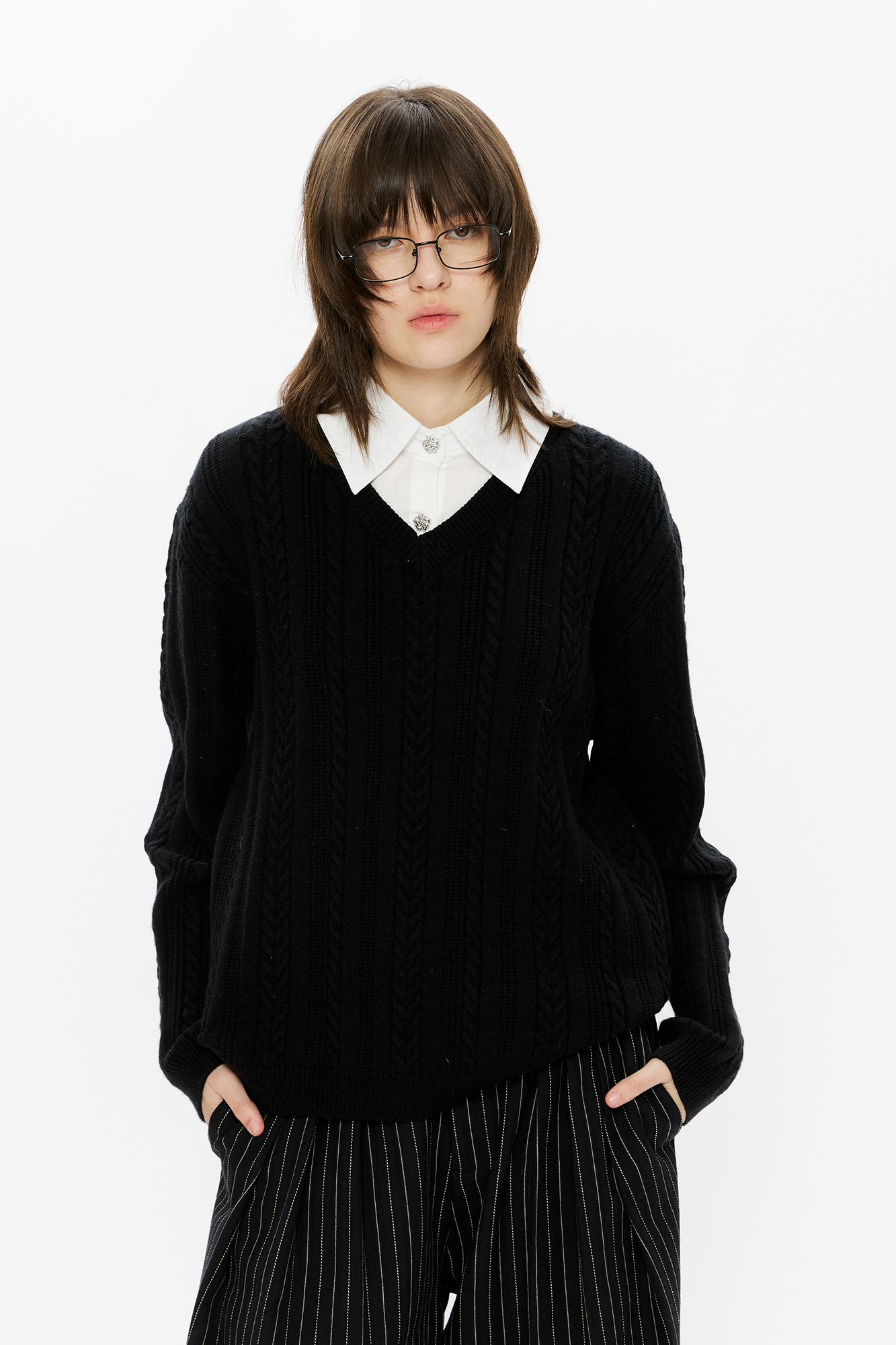KREATE Cable-Knit Layered Shirt Sweater, premium urban and streetwear designers apparel on PROJECTISR.com, KREATE