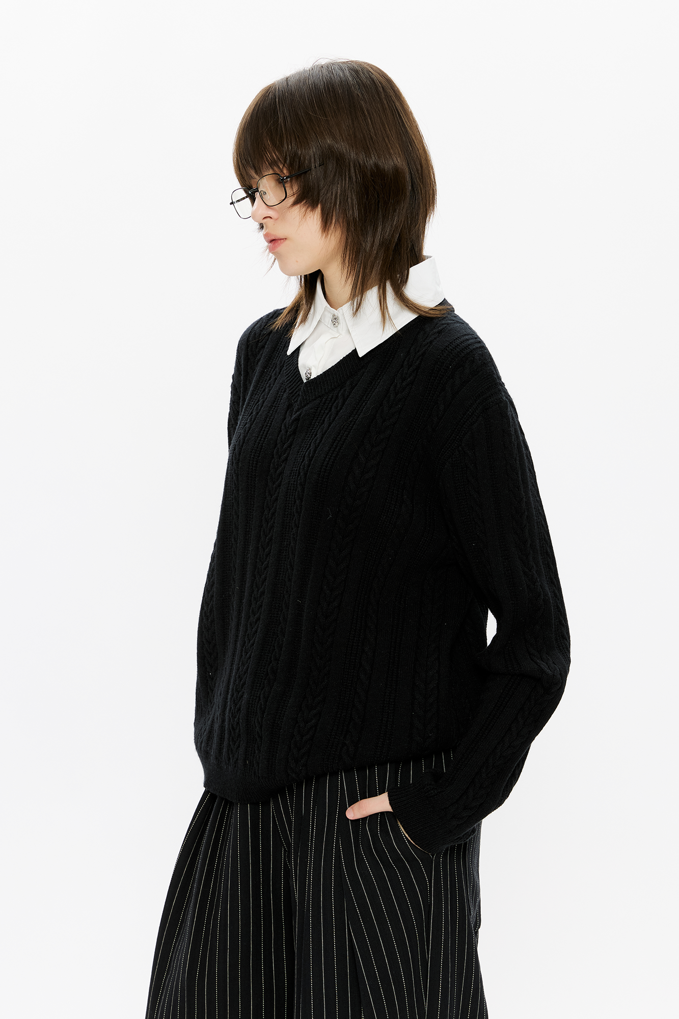 KREATE Cable-Knit Layered Shirt Sweater, premium urban and streetwear designers apparel on PROJECTISR.com, KREATE