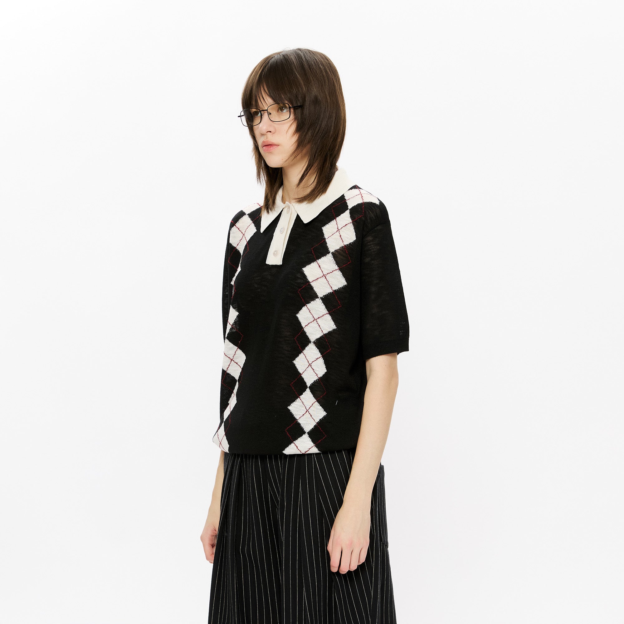 KREATE Retro Diamond-Knit Short Sleeve Polo, premium urban and streetwear designers apparel on PROJECTISR.com, KREATE