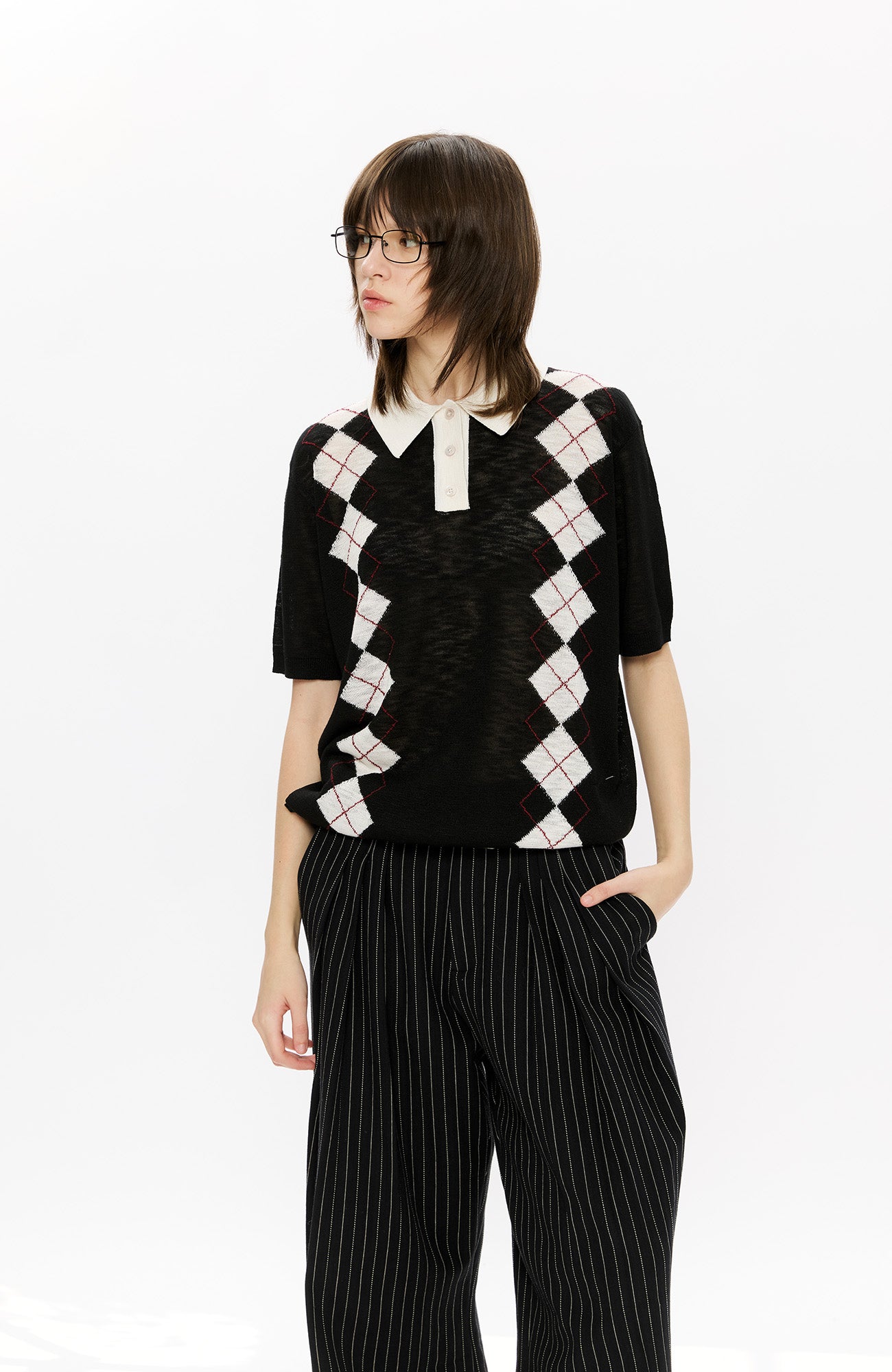 KREATE Retro Diamond-Knit Short Sleeve Polo, premium urban and streetwear designers apparel on PROJECTISR.com, KREATE