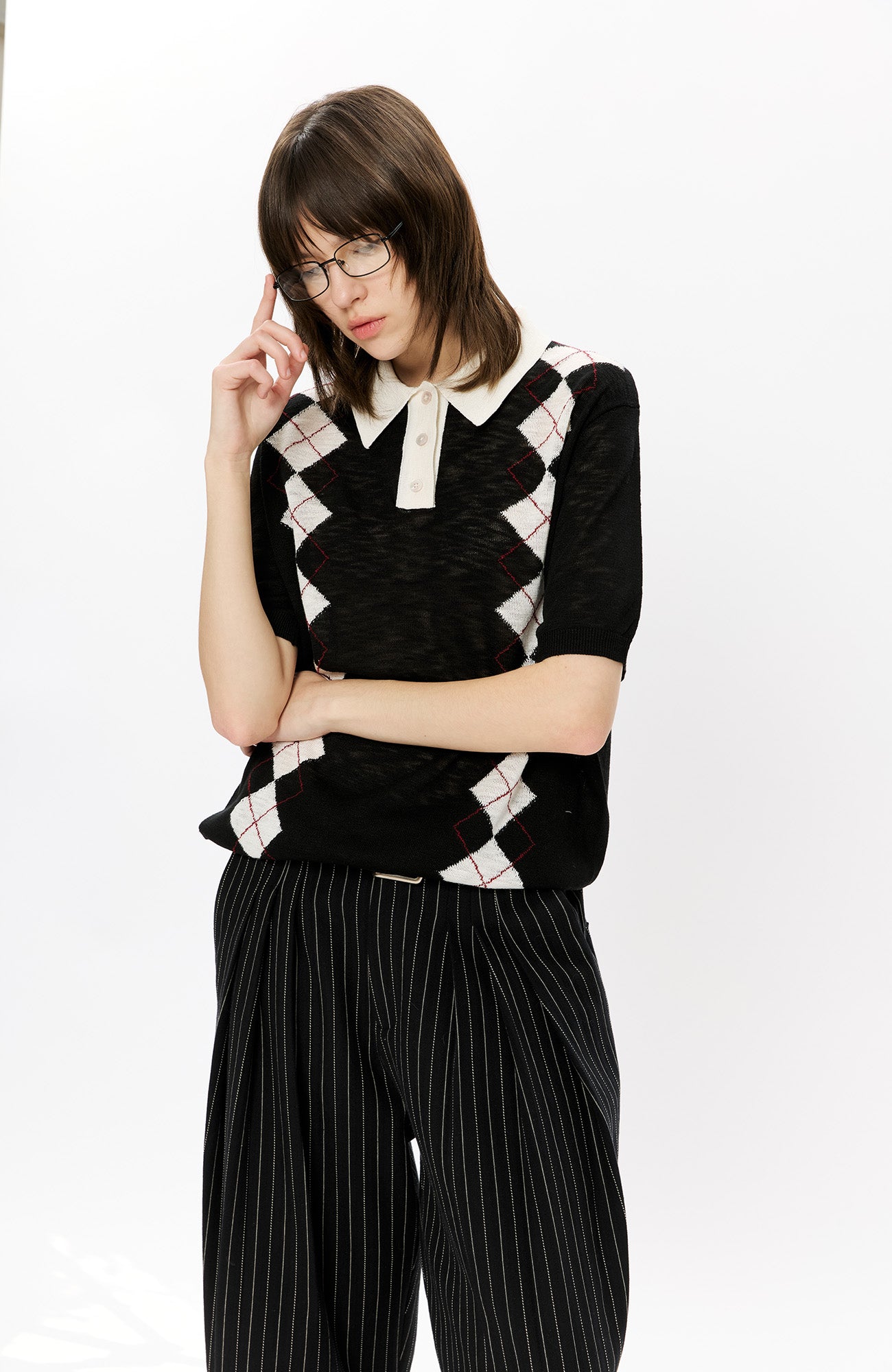 KREATE Retro Diamond-Knit Short Sleeve Polo, premium urban and streetwear designers apparel on PROJECTISR.com, KREATE