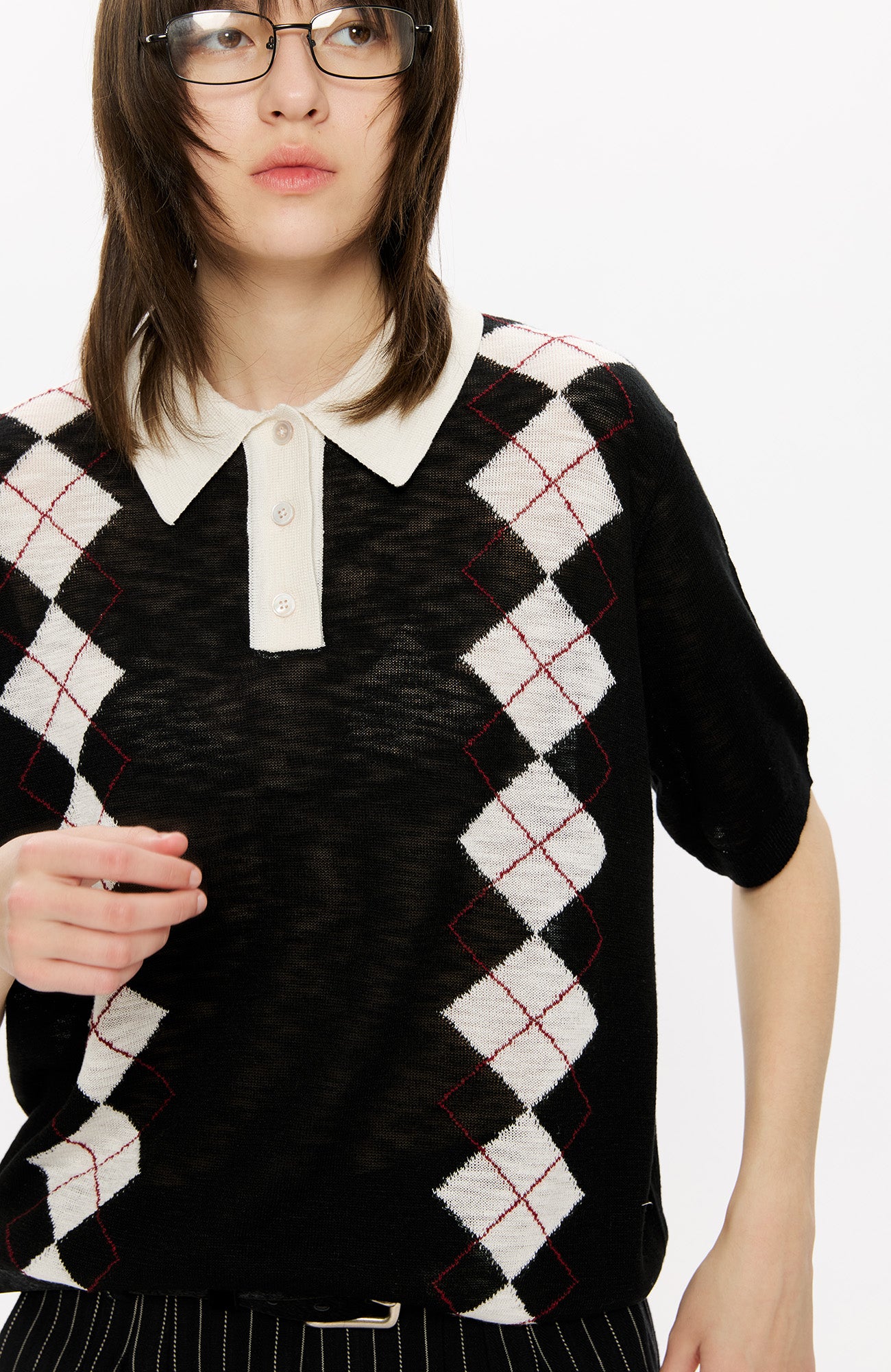 KREATE Retro Diamond-Knit Short Sleeve Polo, premium urban and streetwear designers apparel on PROJECTISR.com, KREATE