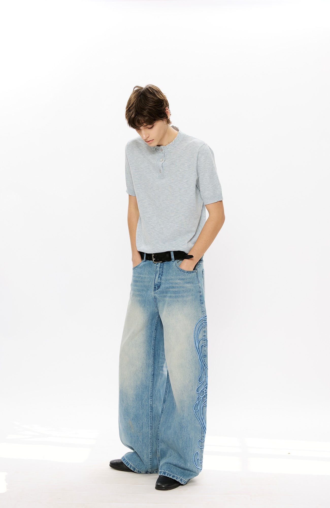 KREATE Totem Embroidered Jeans, premium urban and streetwear designers apparel on PROJECTISR.com, KREATE