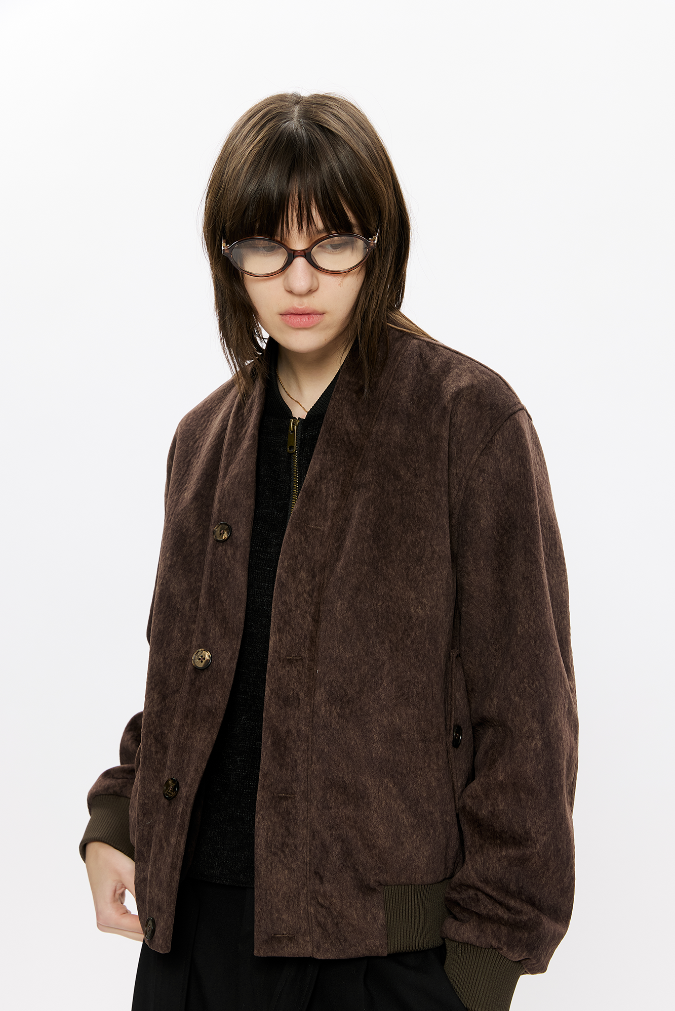 KREATE Faux Layered-Look V-Neck Jacket, premium urban and streetwear designers apparel on PROJECTISR.com, KREATE