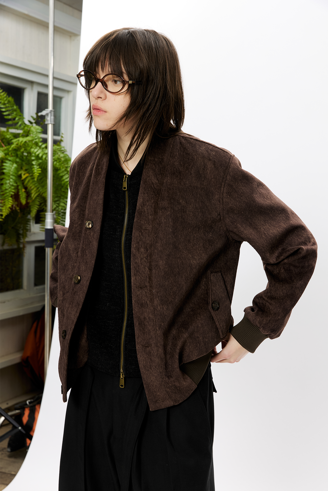 KREATE Faux Layered-Look V-Neck Jacket, premium urban and streetwear designers apparel on PROJECTISR.com, KREATE