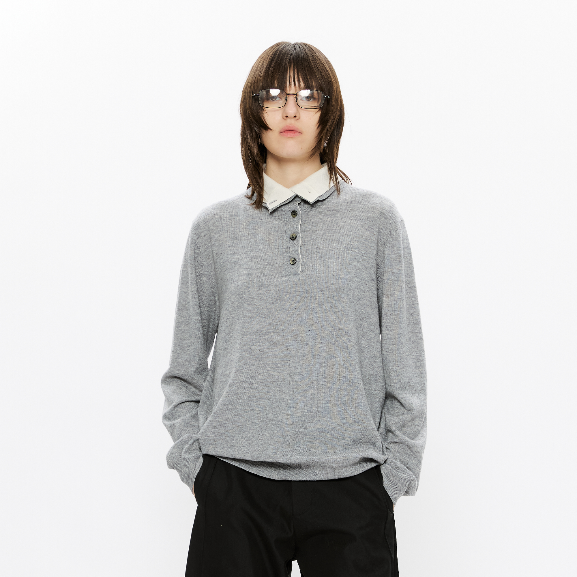 KREATE Double-Collar Wool-Blend Knit Polo, premium urban and streetwear designers apparel on PROJECTISR.com, KREATE