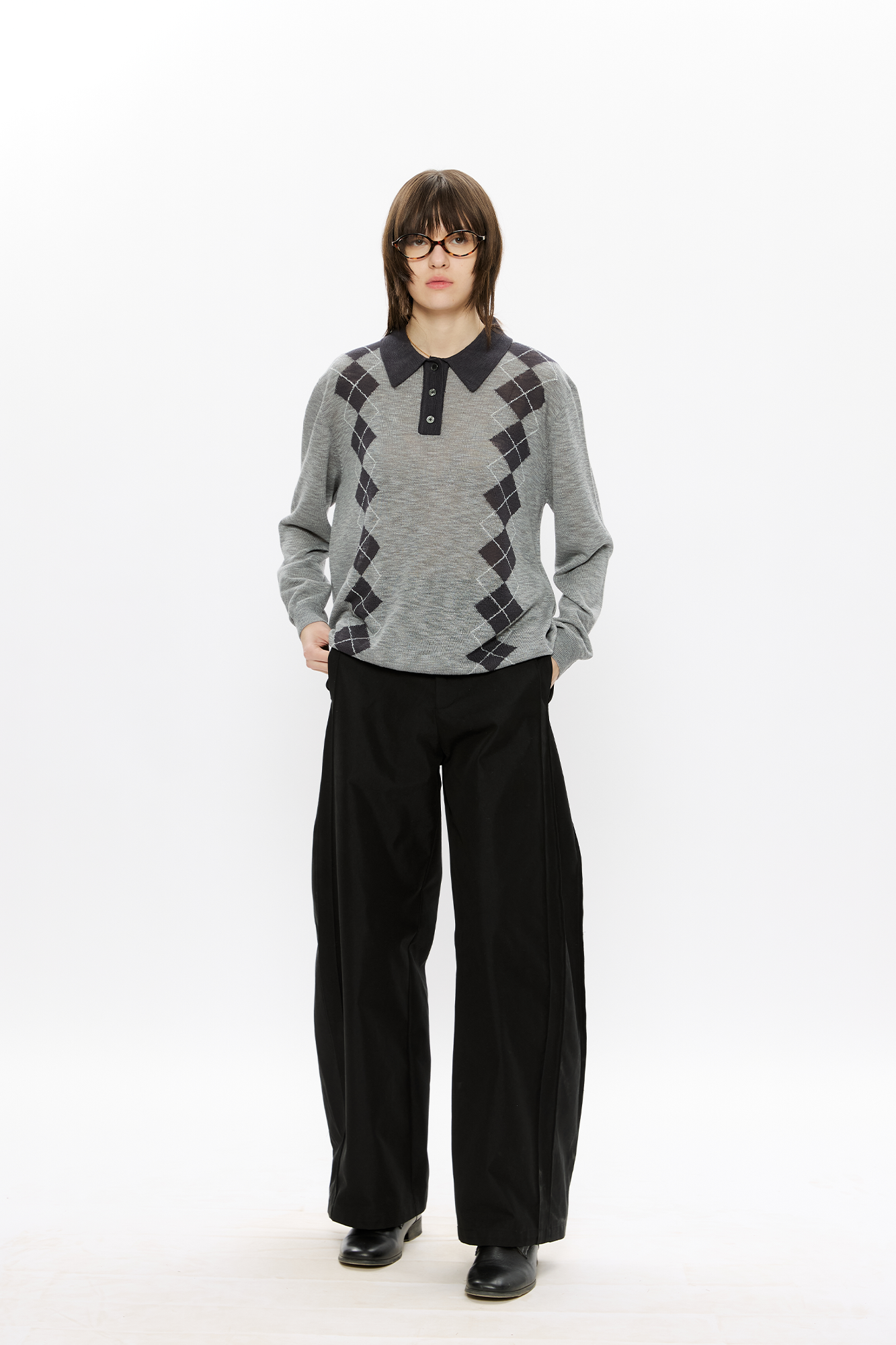 KREATE Retro Argyle Polo Sweater, premium urban and streetwear designers apparel on PROJECTISR.com, KREATE