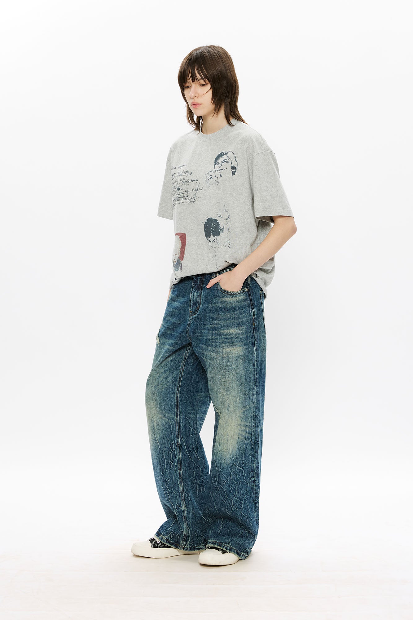 KREATE Whisker Washed Straight-Leg Jeans, premium urban and streetwear designers apparel on PROJECTISR.com, KREATE