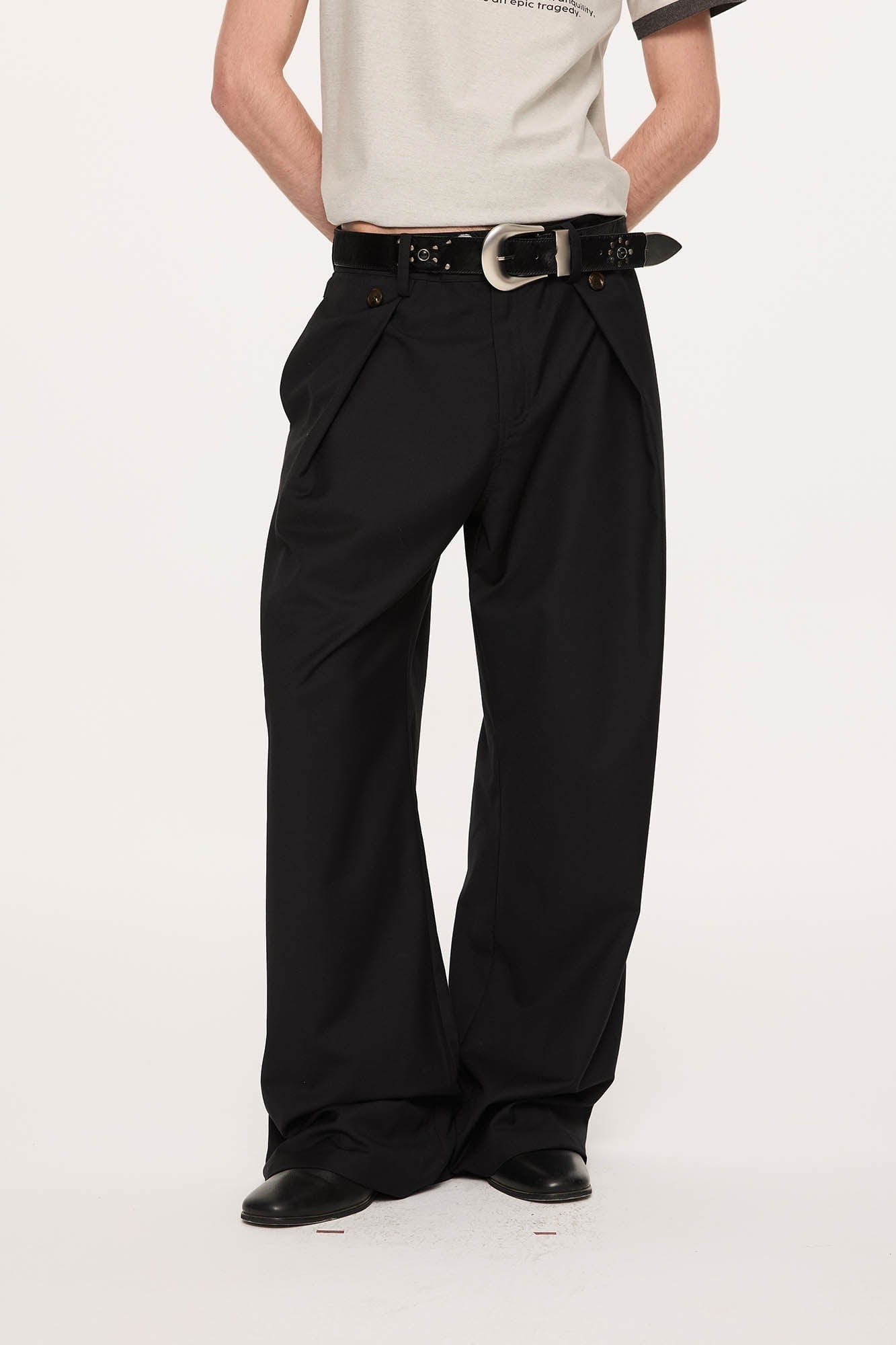 KREATE Inverted Pleats Wide-Leg Trousers