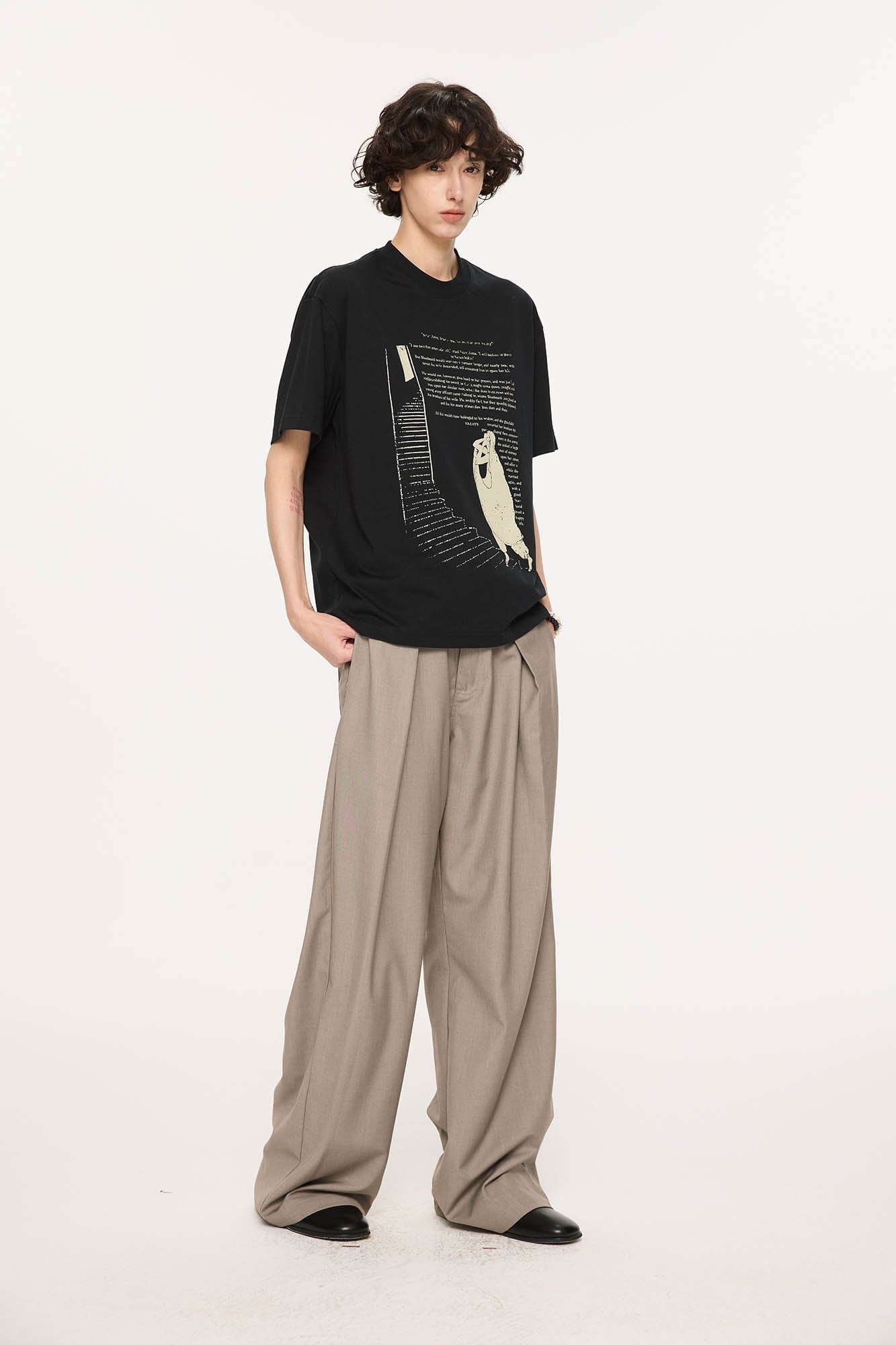 KREATE Inverted Pleats Wide-Leg Trousers