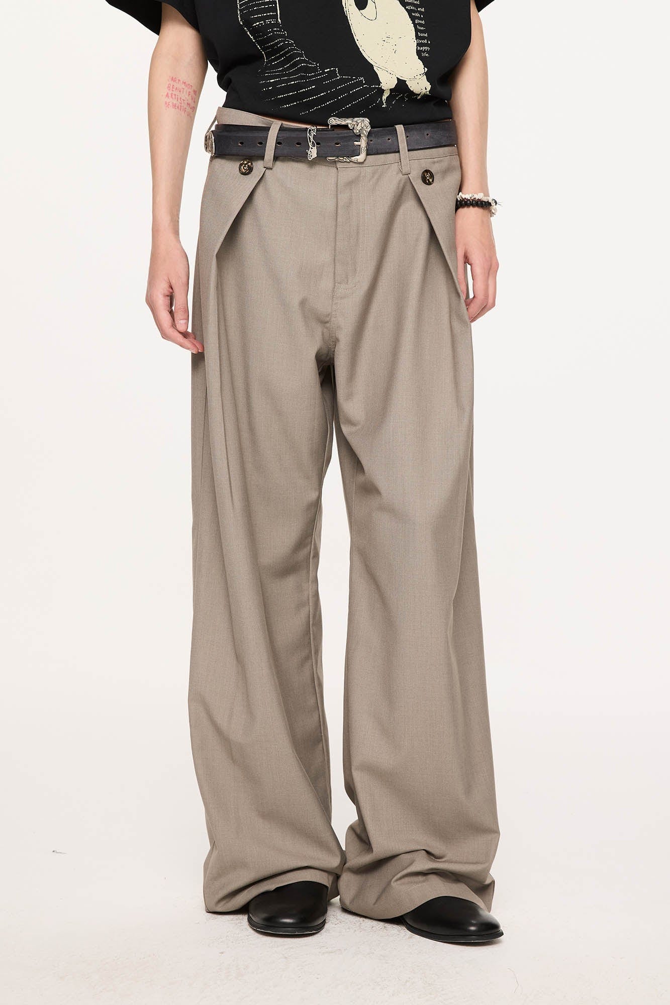 KREATE Inverted Pleats Wide-Leg Trousers
