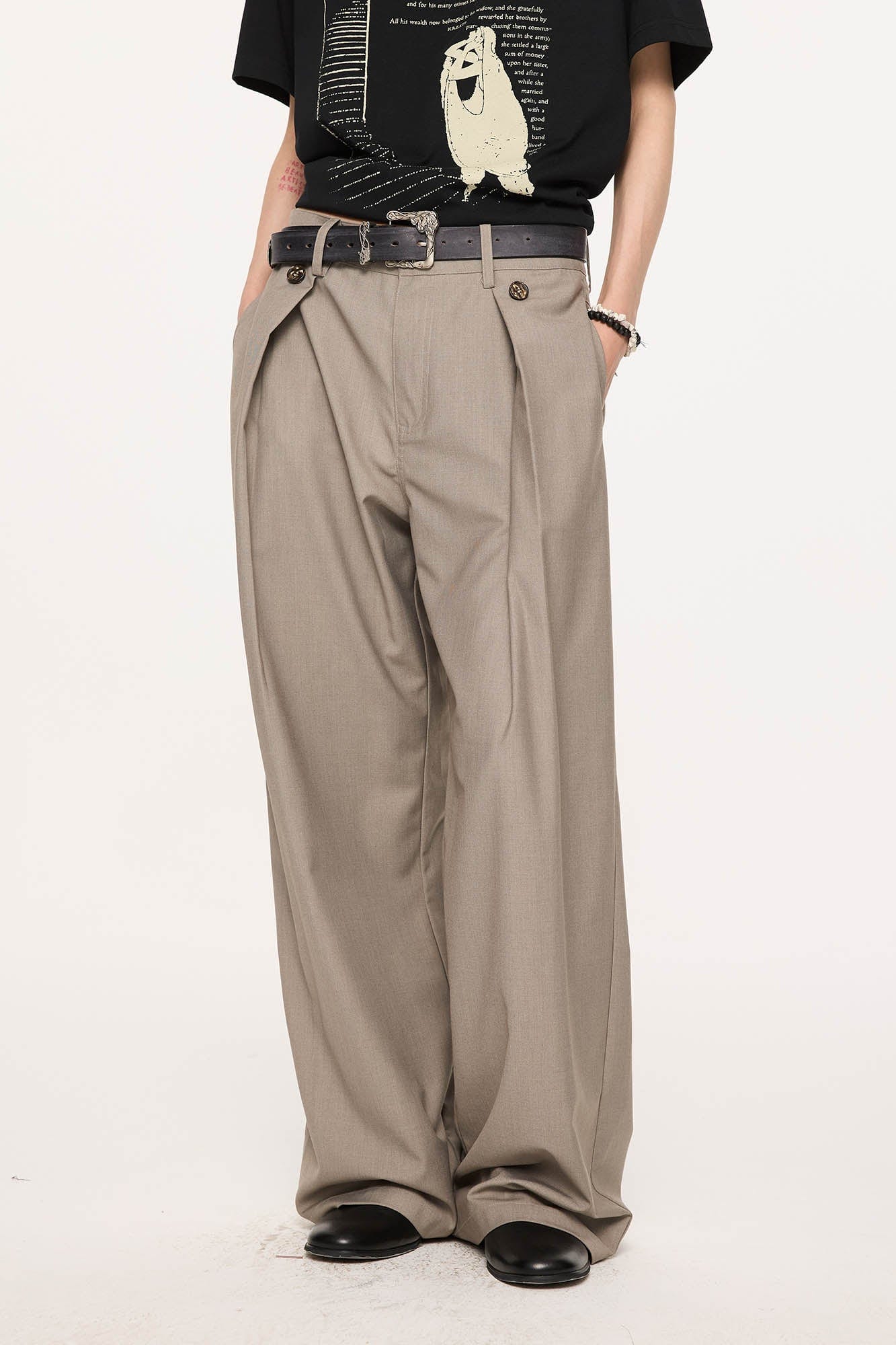 KREATE Inverted Pleats Wide-Leg Trousers