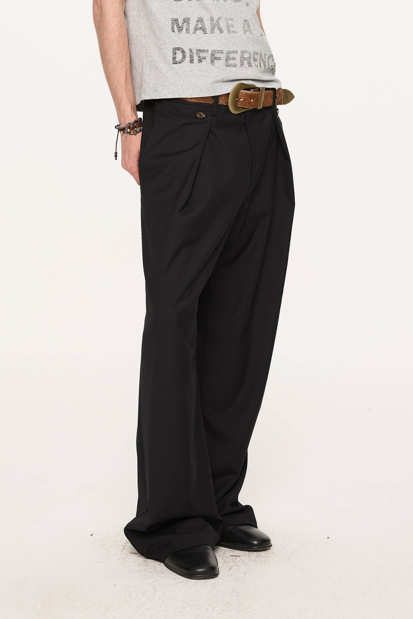 KREATE Inverted Pleats Wide-Leg Trousers